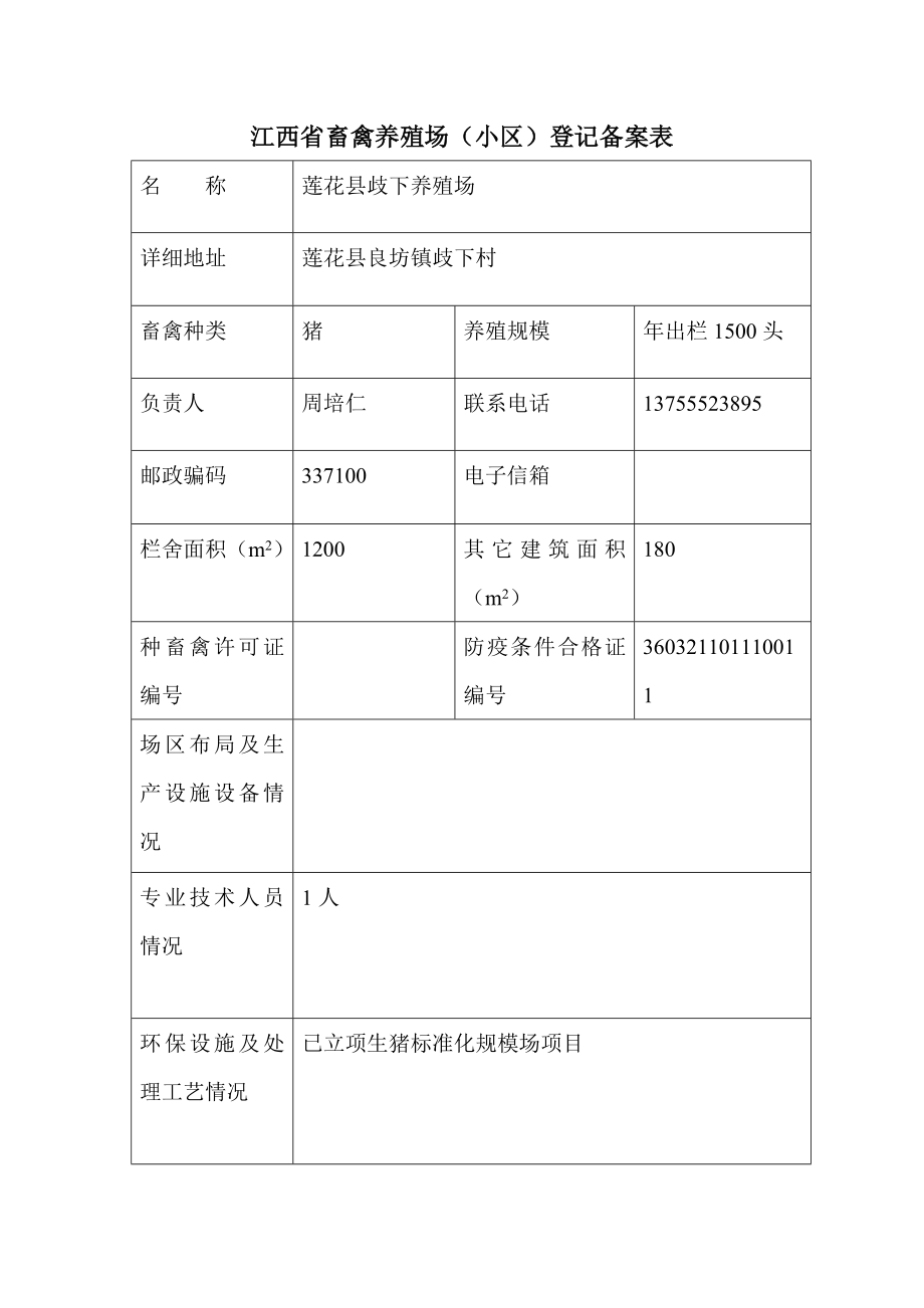 莲花县畜禽养殖场登记备案表_第1页