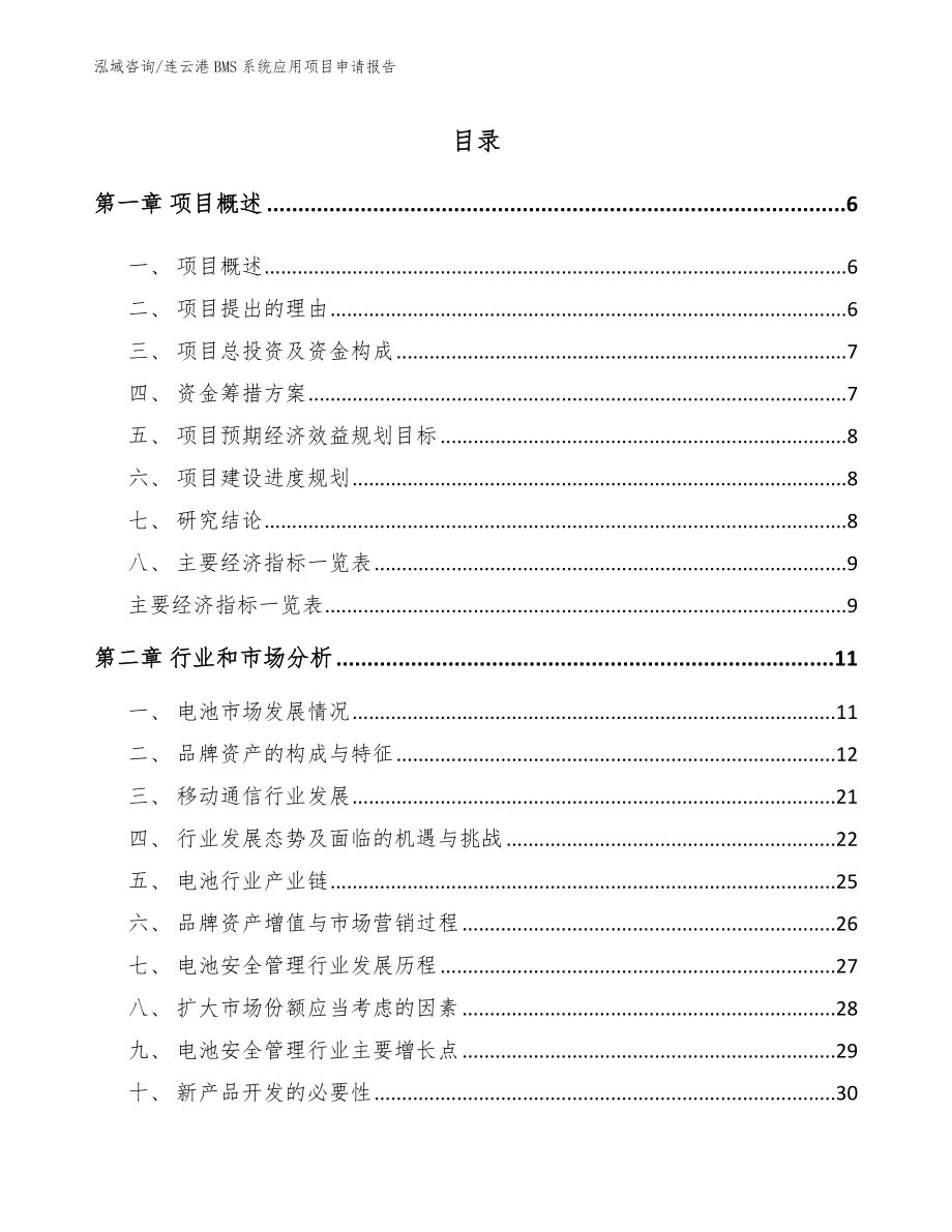 连云港BMS系统应用项目申请报告_第1页