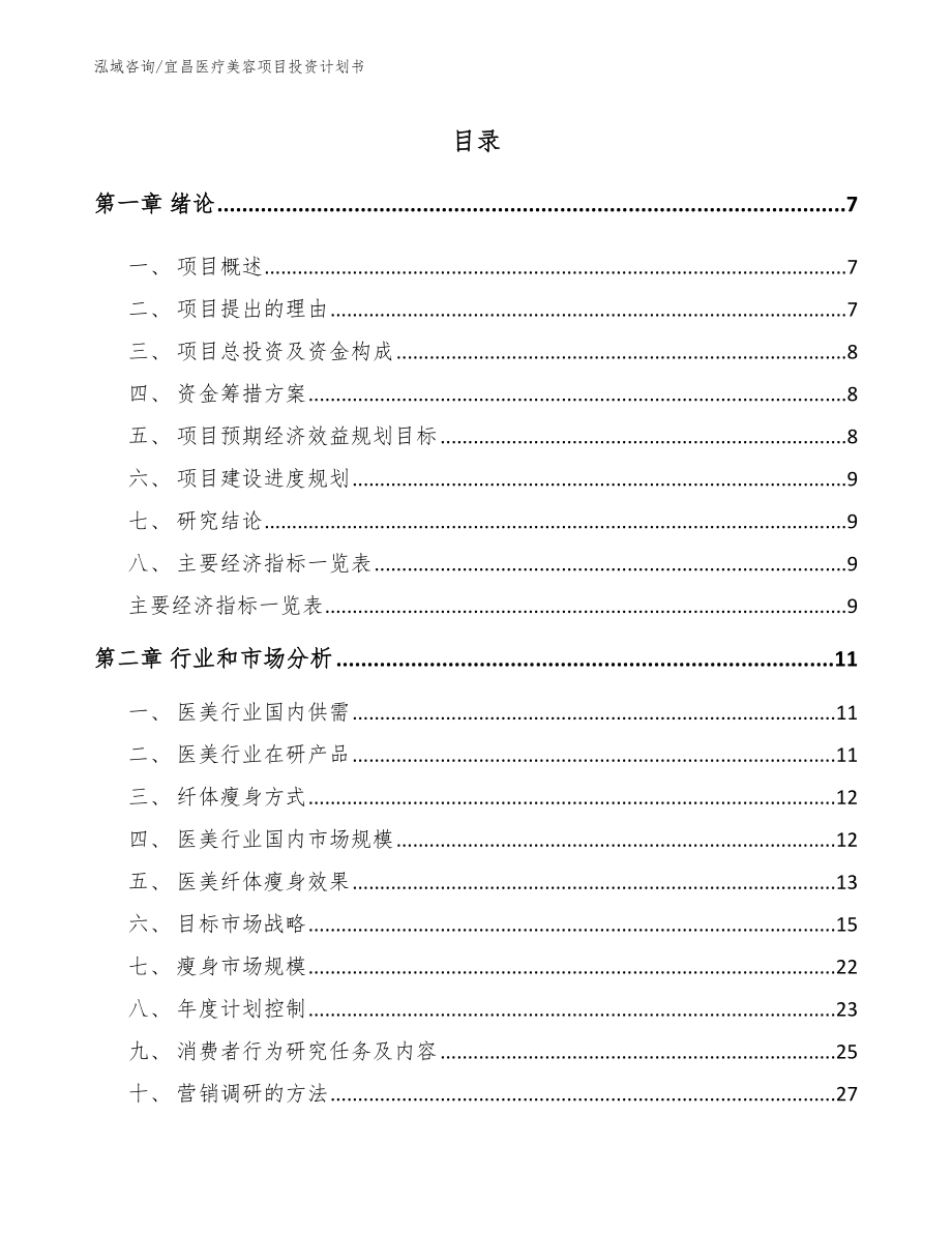 宜昌医疗美容项目投资计划书_第1页