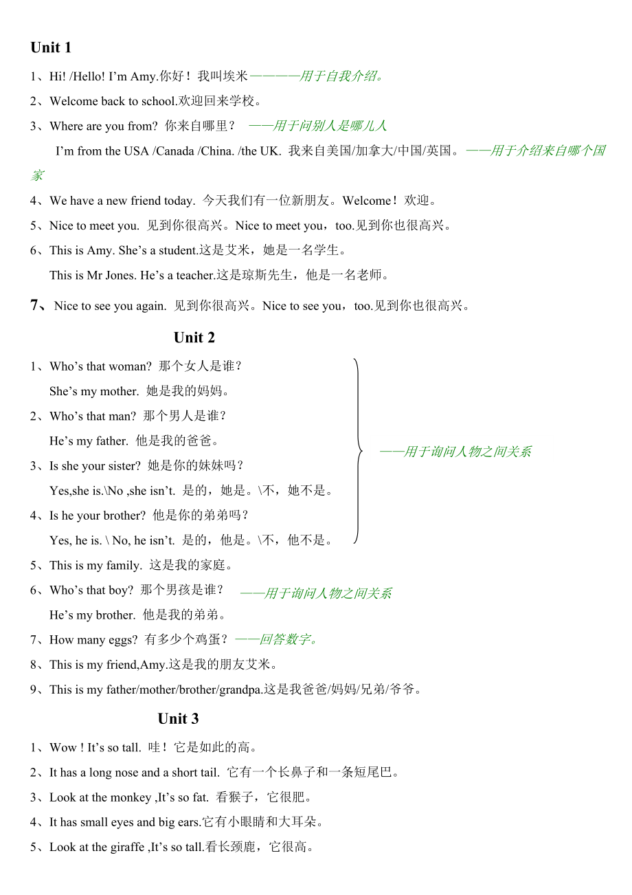 PEP三年级英语下册重点句子与单词_第1页