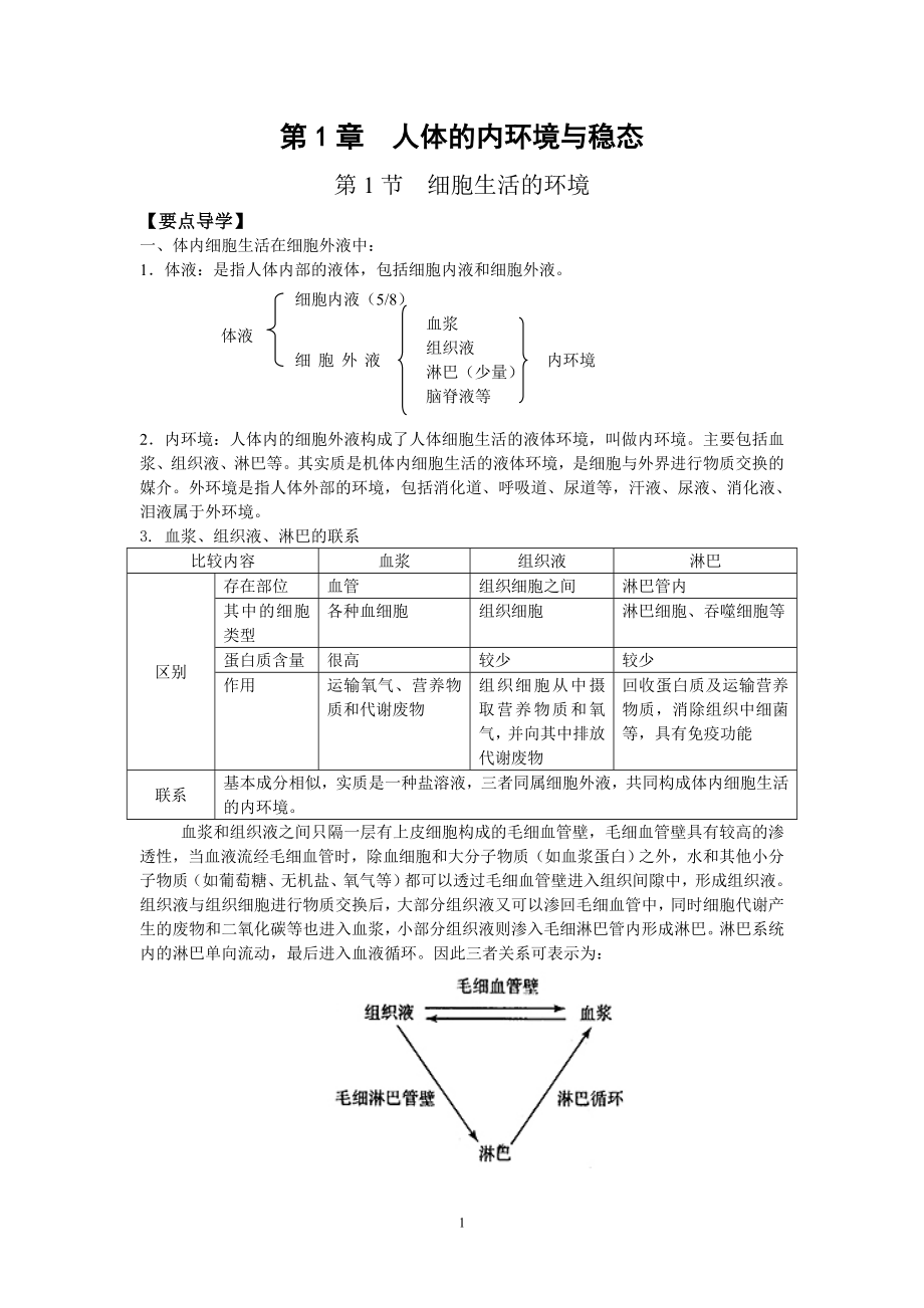 01人体的内环境与稳态_第1页