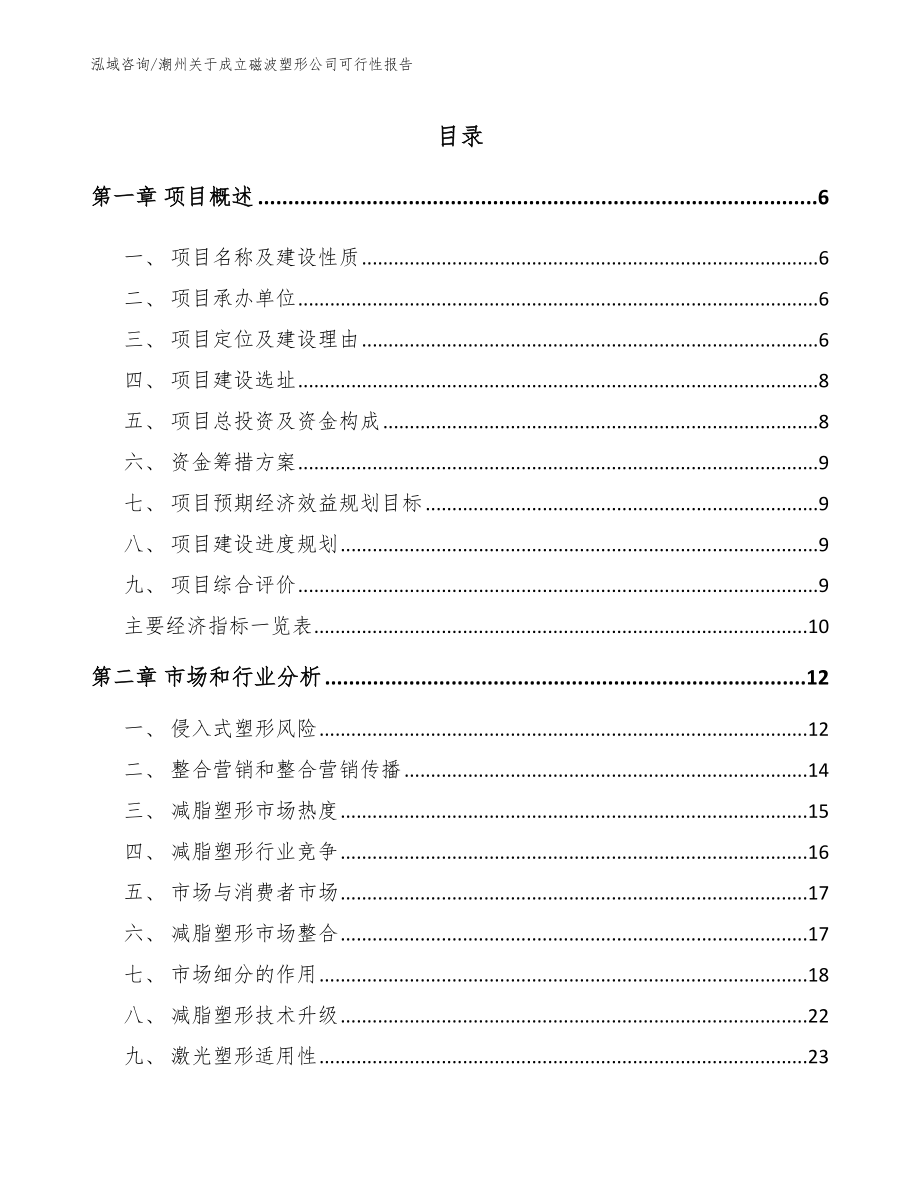 潮州关于成立磁波塑形公司可行性报告_第1页