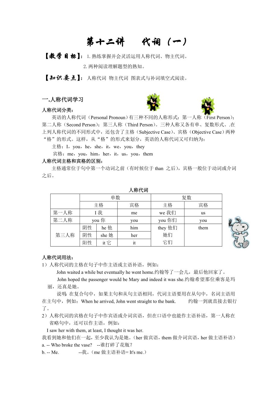 初中英语初一代词(一)_第1页