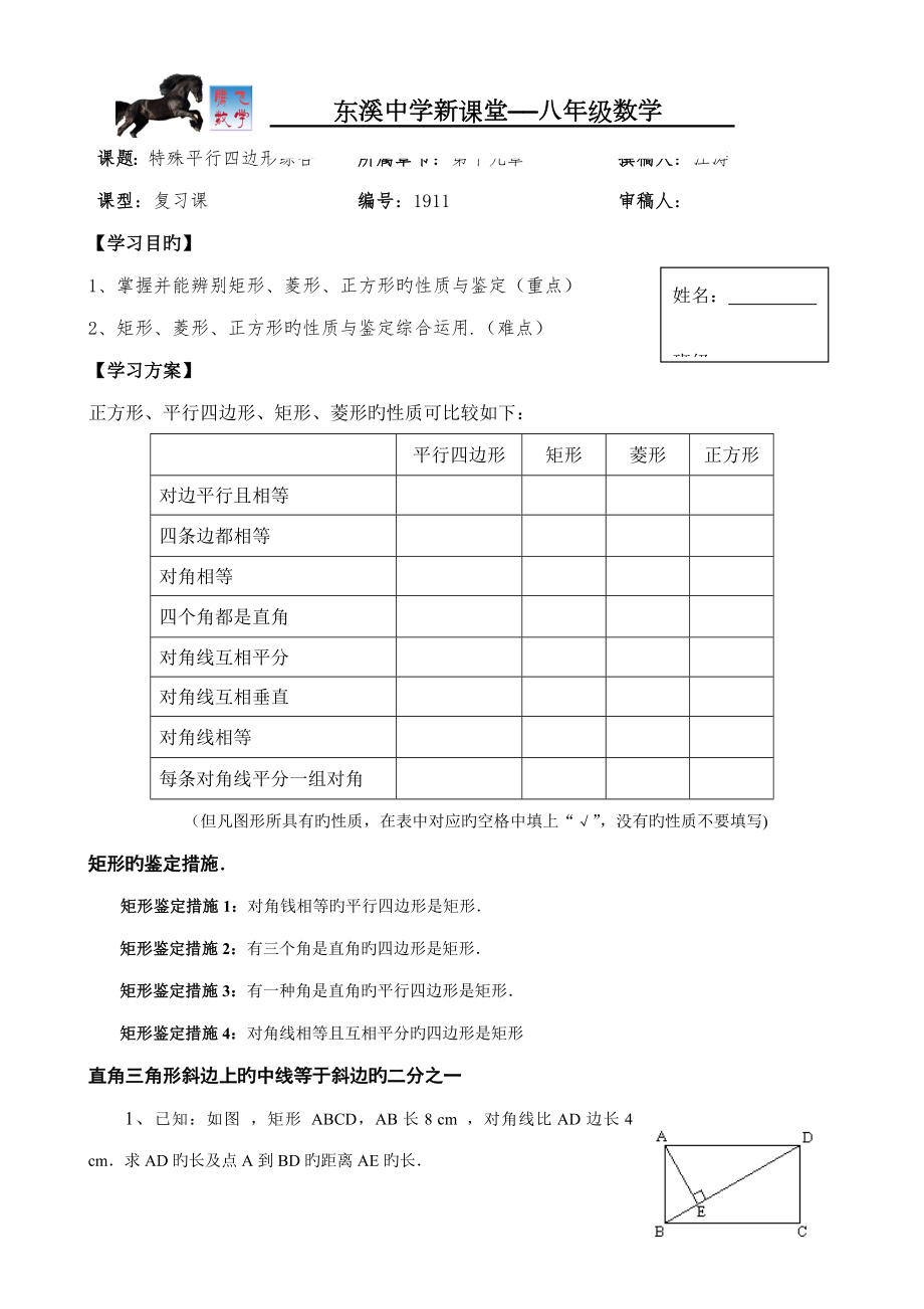 特殊平行四边形综合复习导学案_第1页