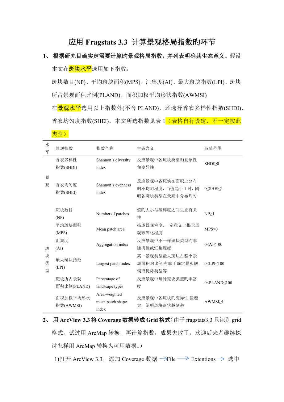 使用计算景观格局指数的详细步骤_第1页