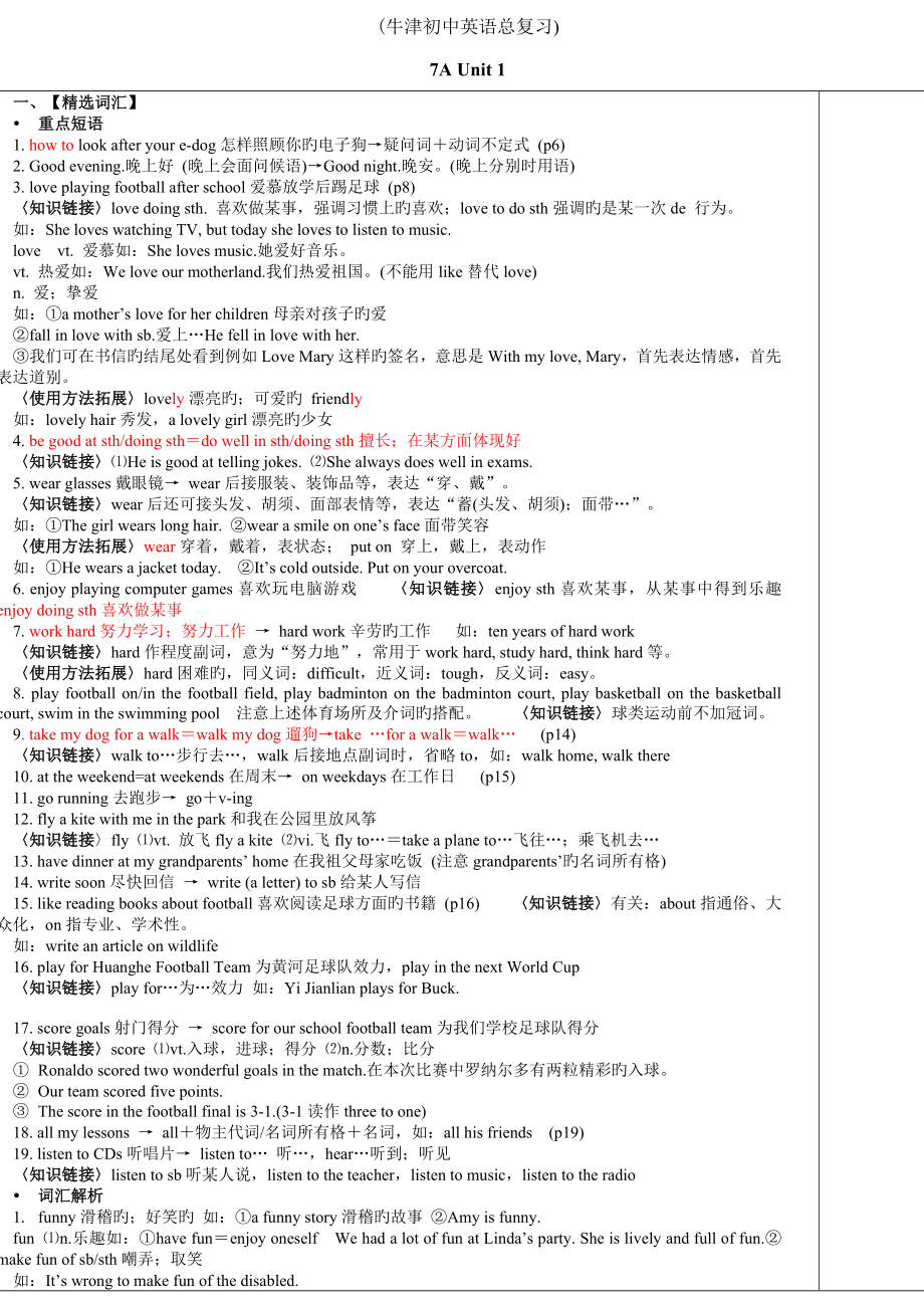 苏教版中考英语复习各单元要点_第1页