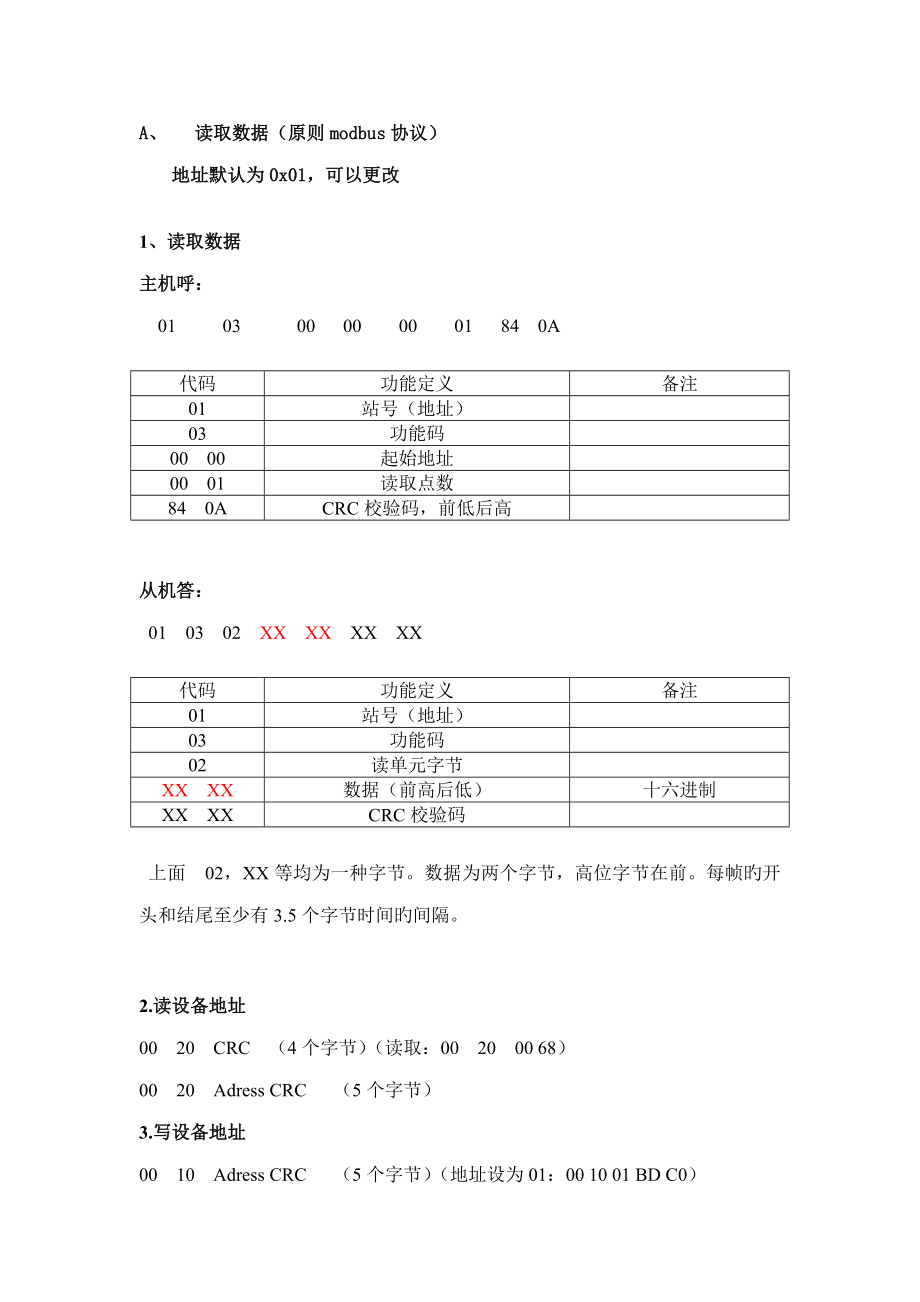 单独传感器标准通讯协议_第1页