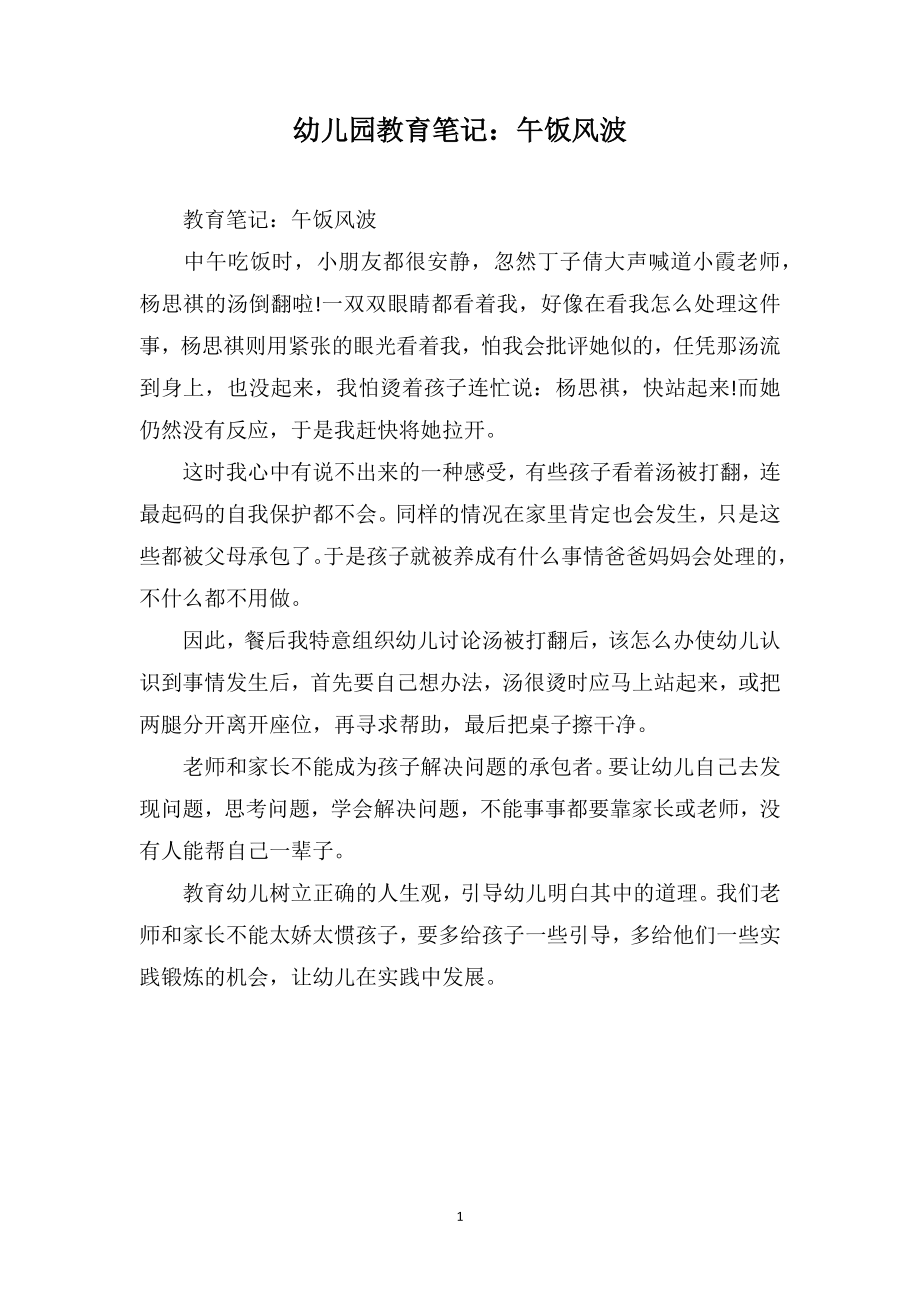 幼儿园教育笔记：午饭风波_第1页