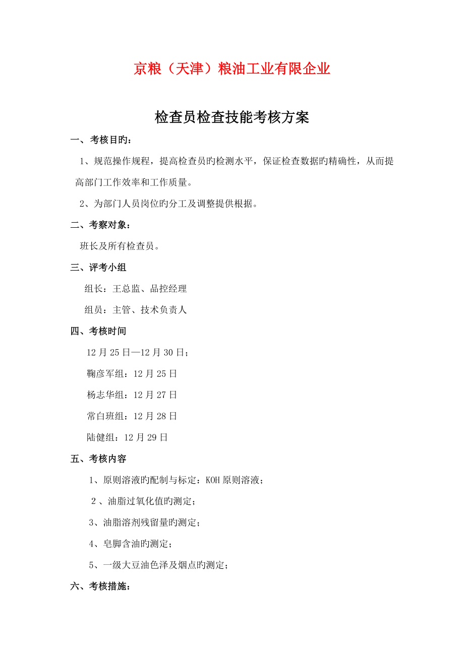 年度检验员能力考核方案_第1页