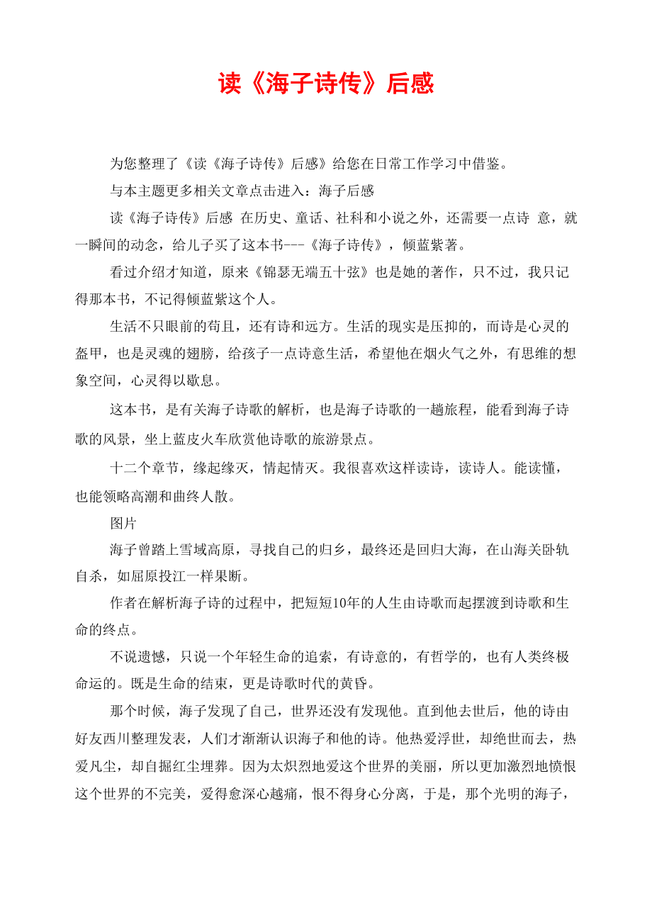 读《海子诗传》后感_第1页