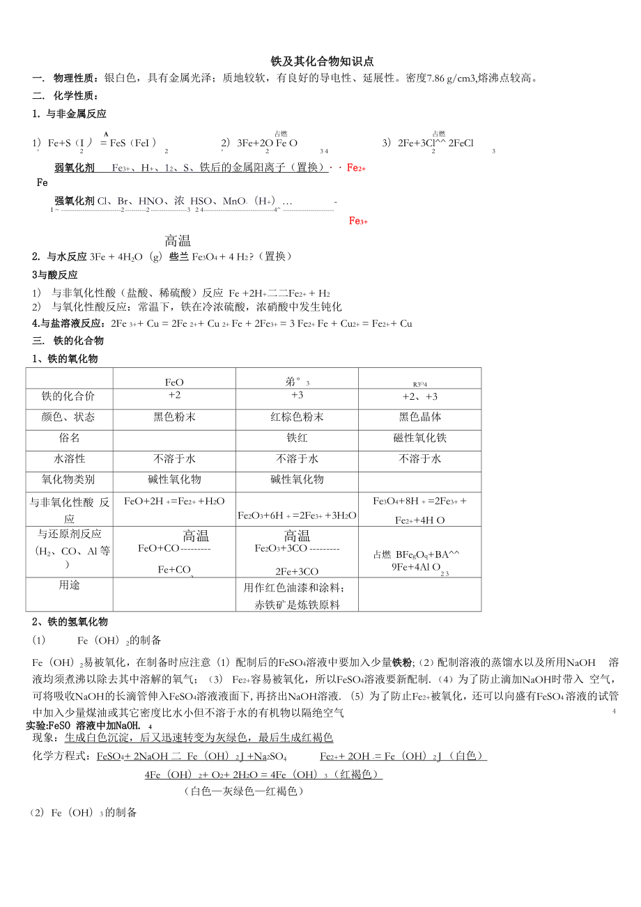 铁及其化合物知识点、练_第1页
