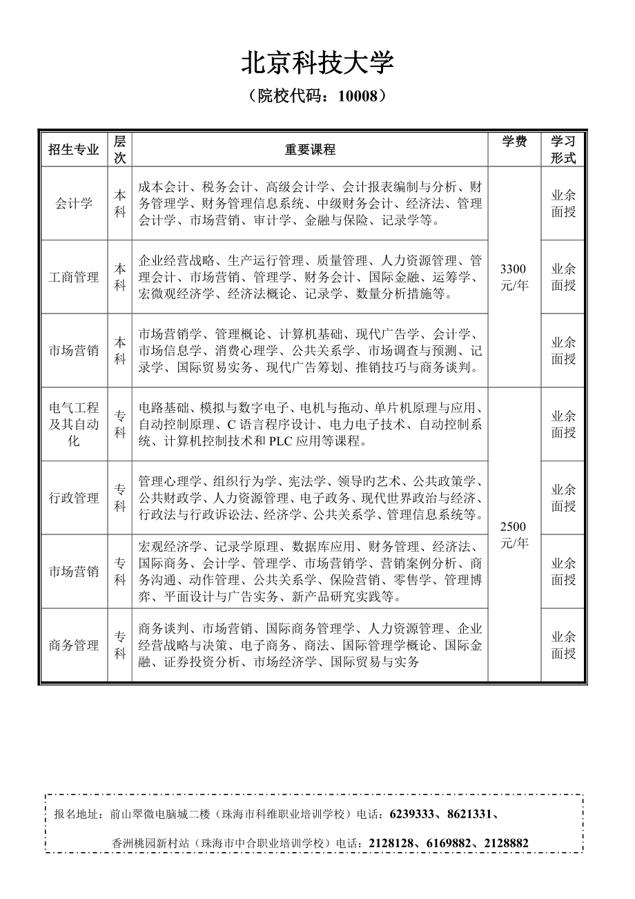 北京科技大学院校代码招生专业层次主要课程学费学习_第1页
