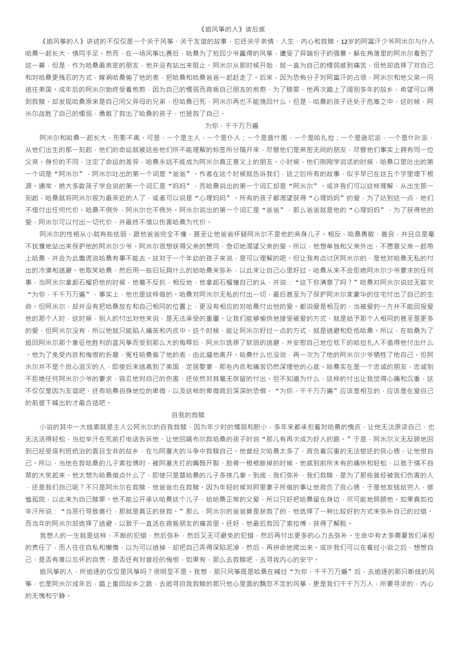 《追风筝的人》读书交流稿_第1页