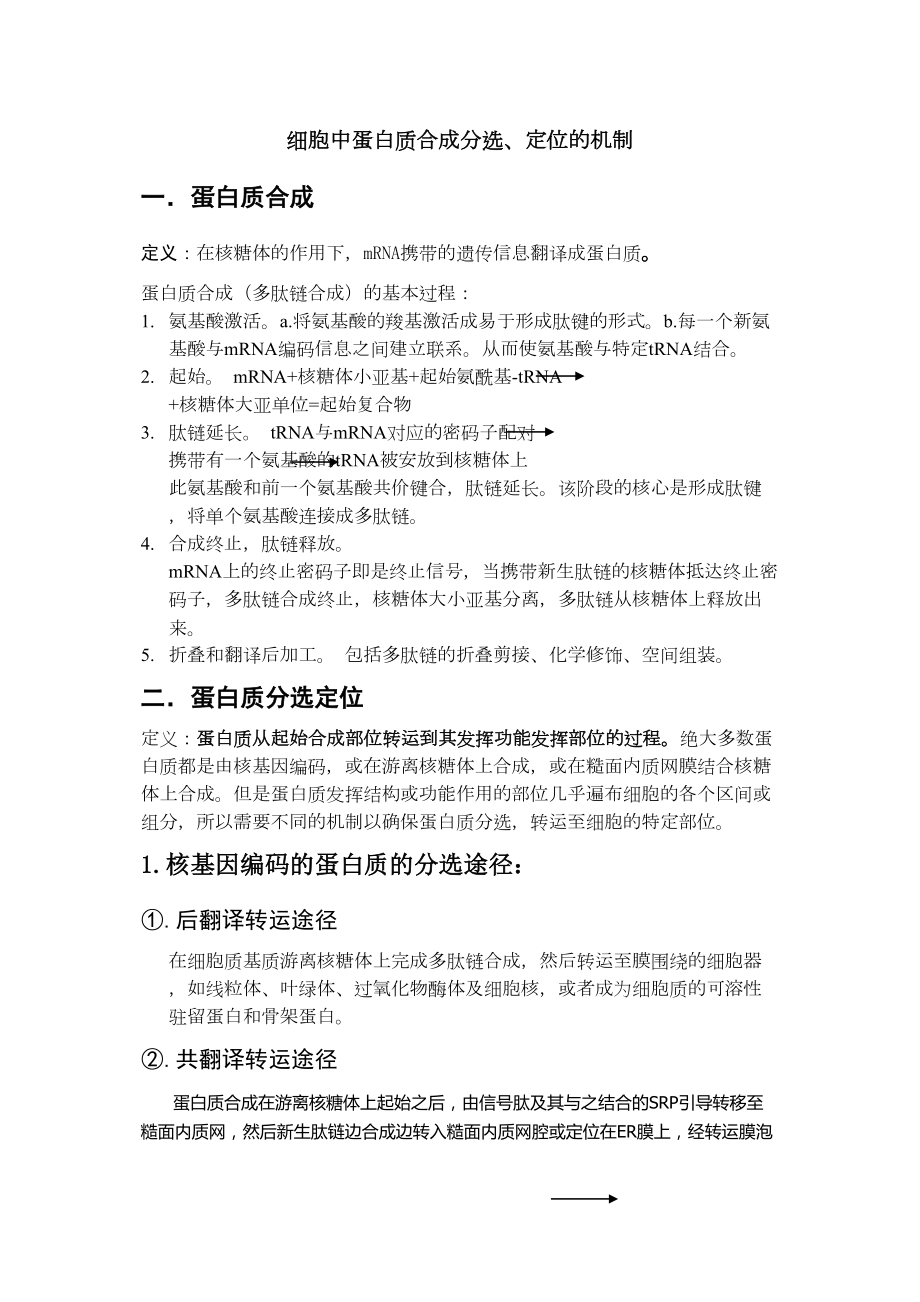 蛋白质合成分选定位_第1页