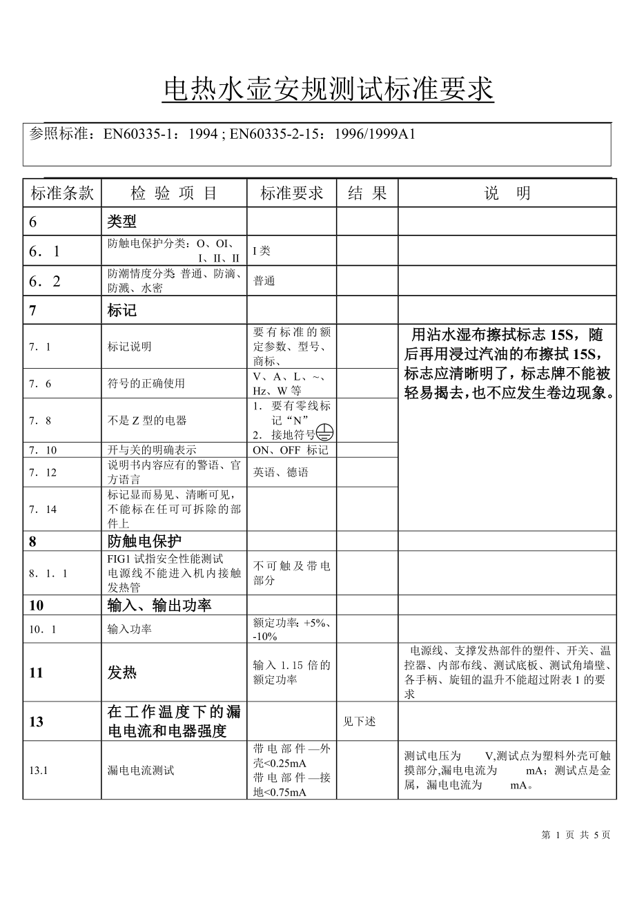电水壶安规测试标准_第1页