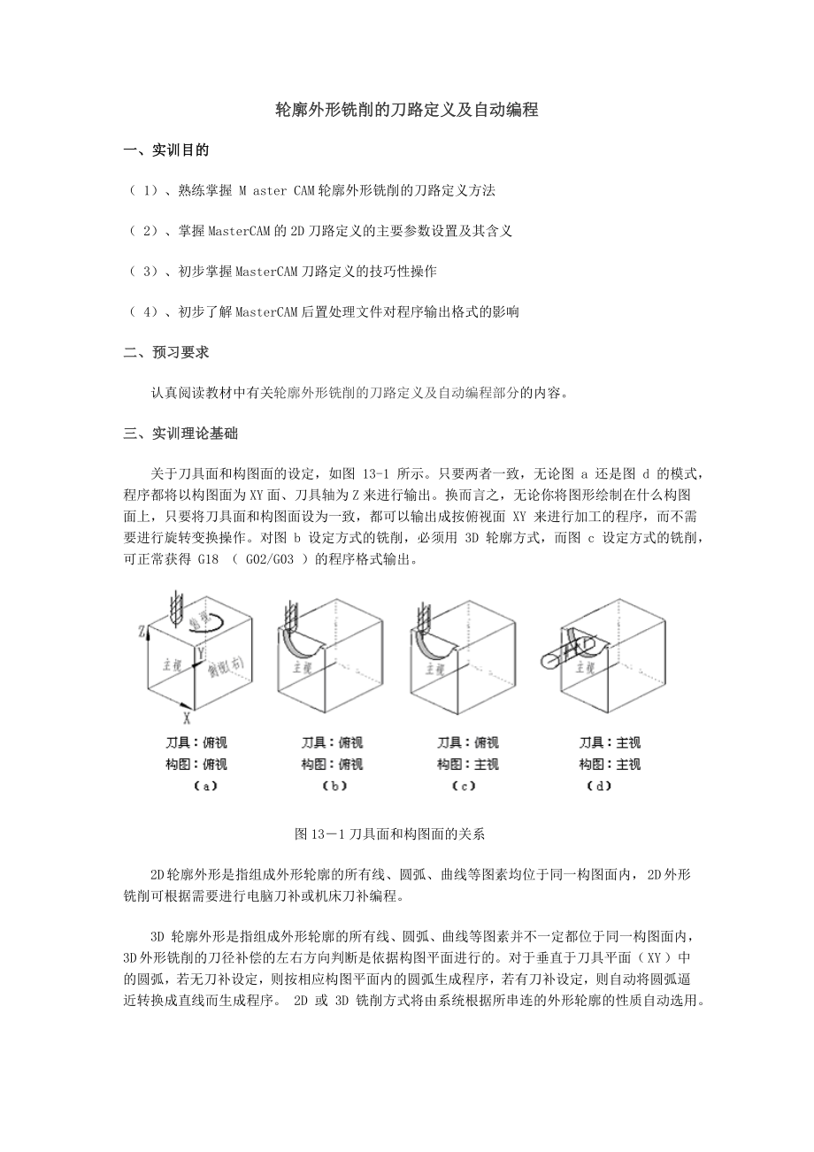 轮廓外形铣削的刀路定义及自动编程_第1页