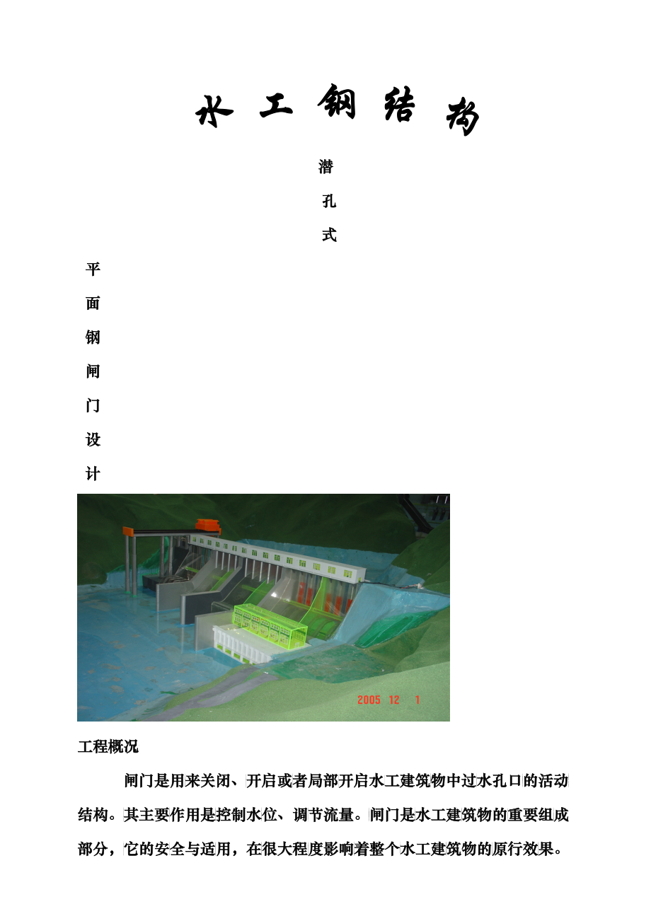 潜孔式平面钢闸门设计_第1页