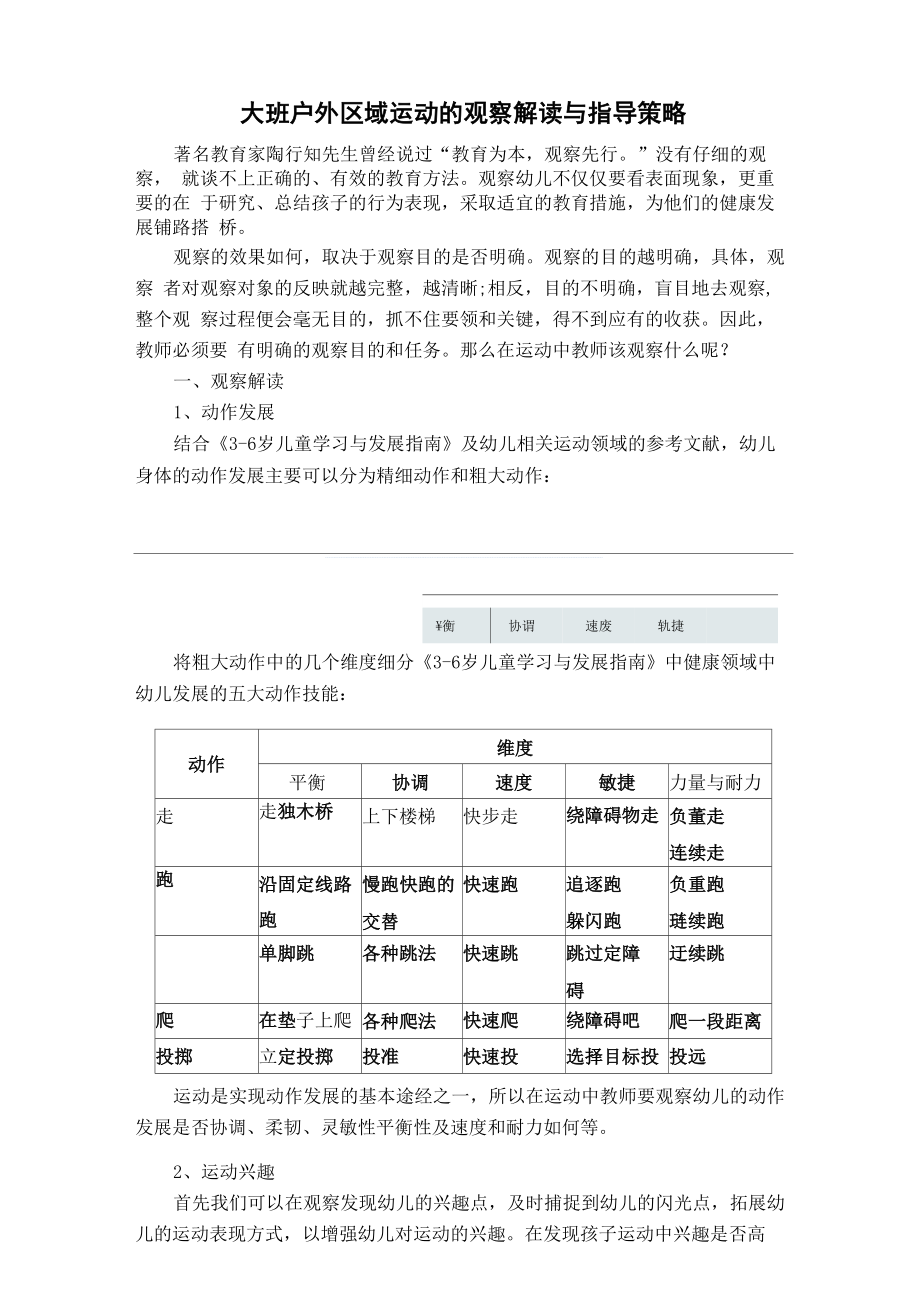 《大班户外区域运动的观察解读与指导策略》_第1页