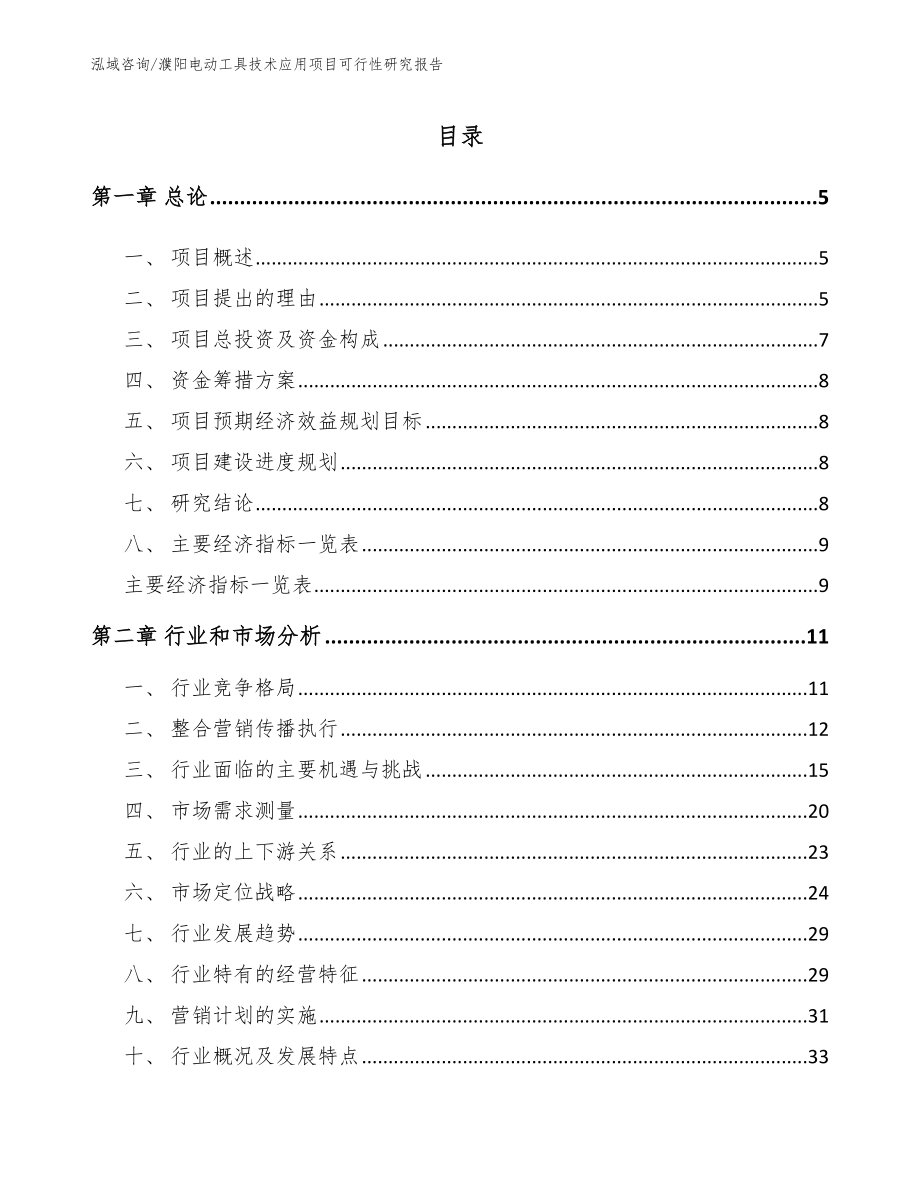 濮阳电动工具技术应用项目可行性研究报告_范文参考_第1页
