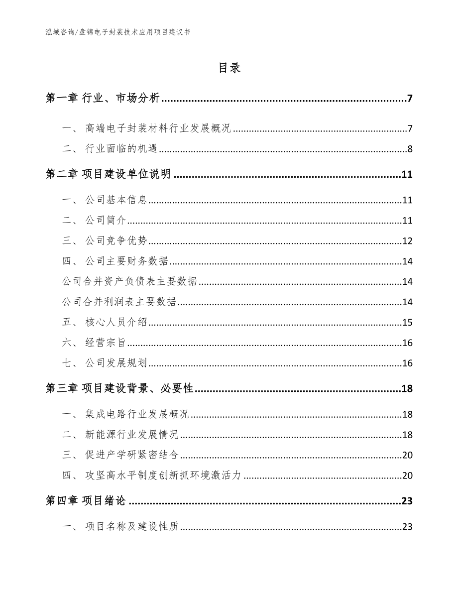 盘锦电子封装技术应用项目建议书参考模板_第1页
