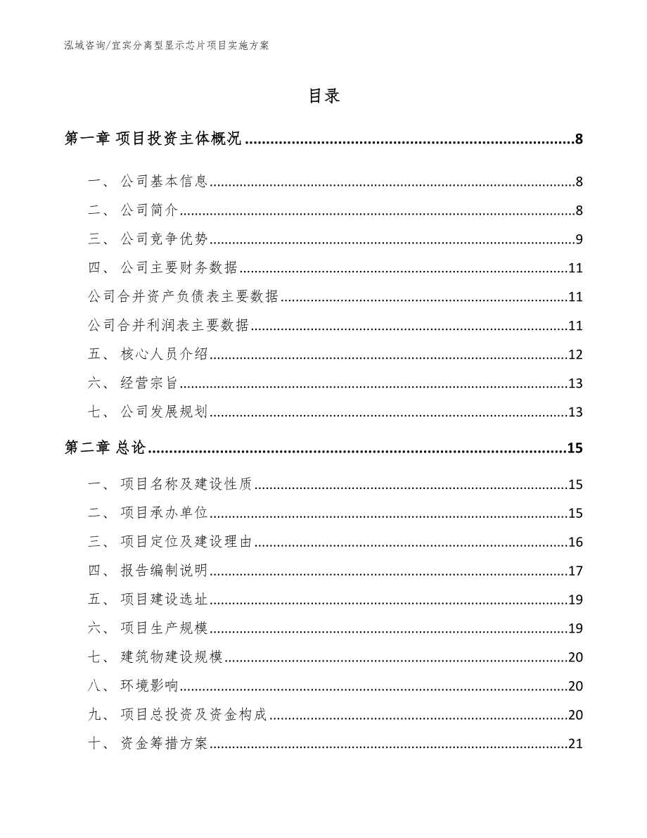 宜宾分离型显示芯片项目实施方案_第1页