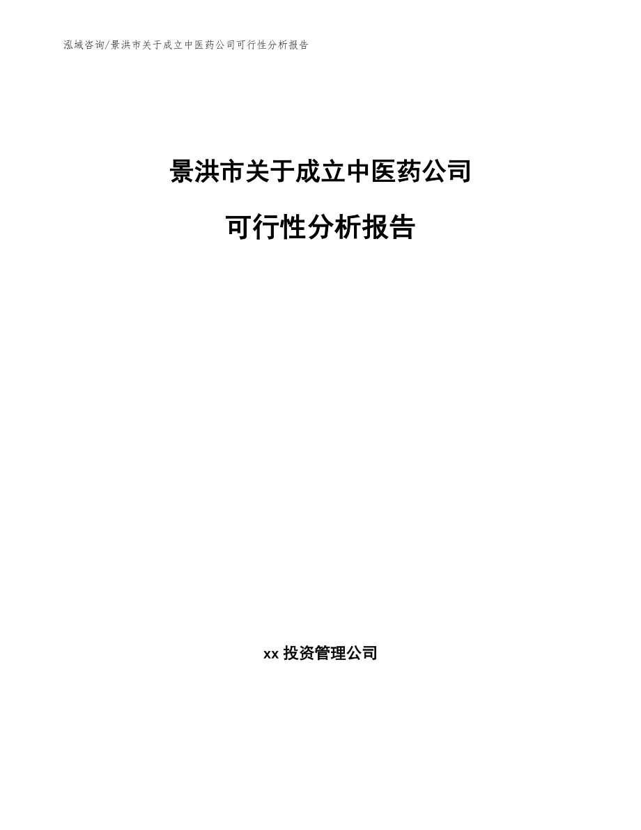 景洪市关于成立中医药公司可行性分析报告参考模板_第1页