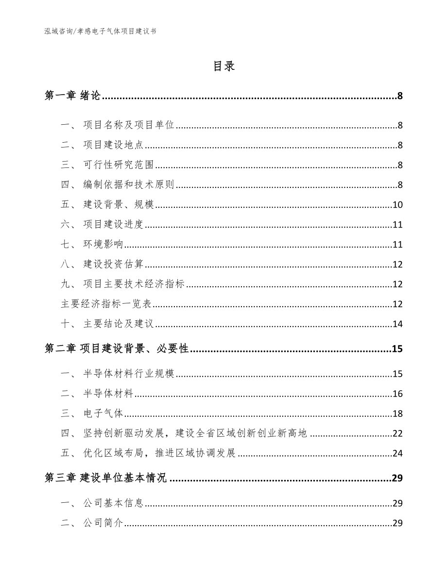 孝感电子气体项目建议书模板范文_第1页
