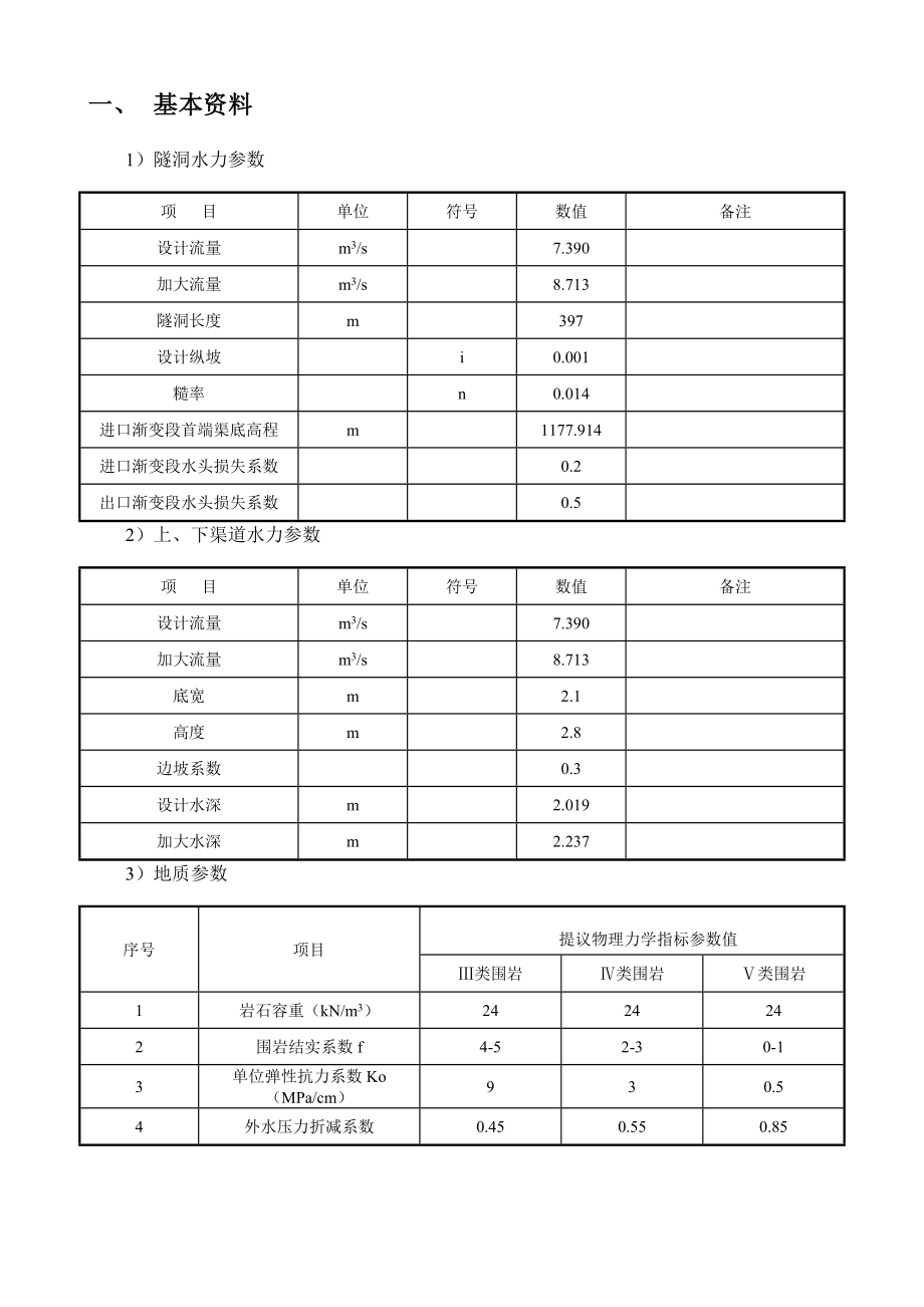 无压隧洞设计计算书_第1页