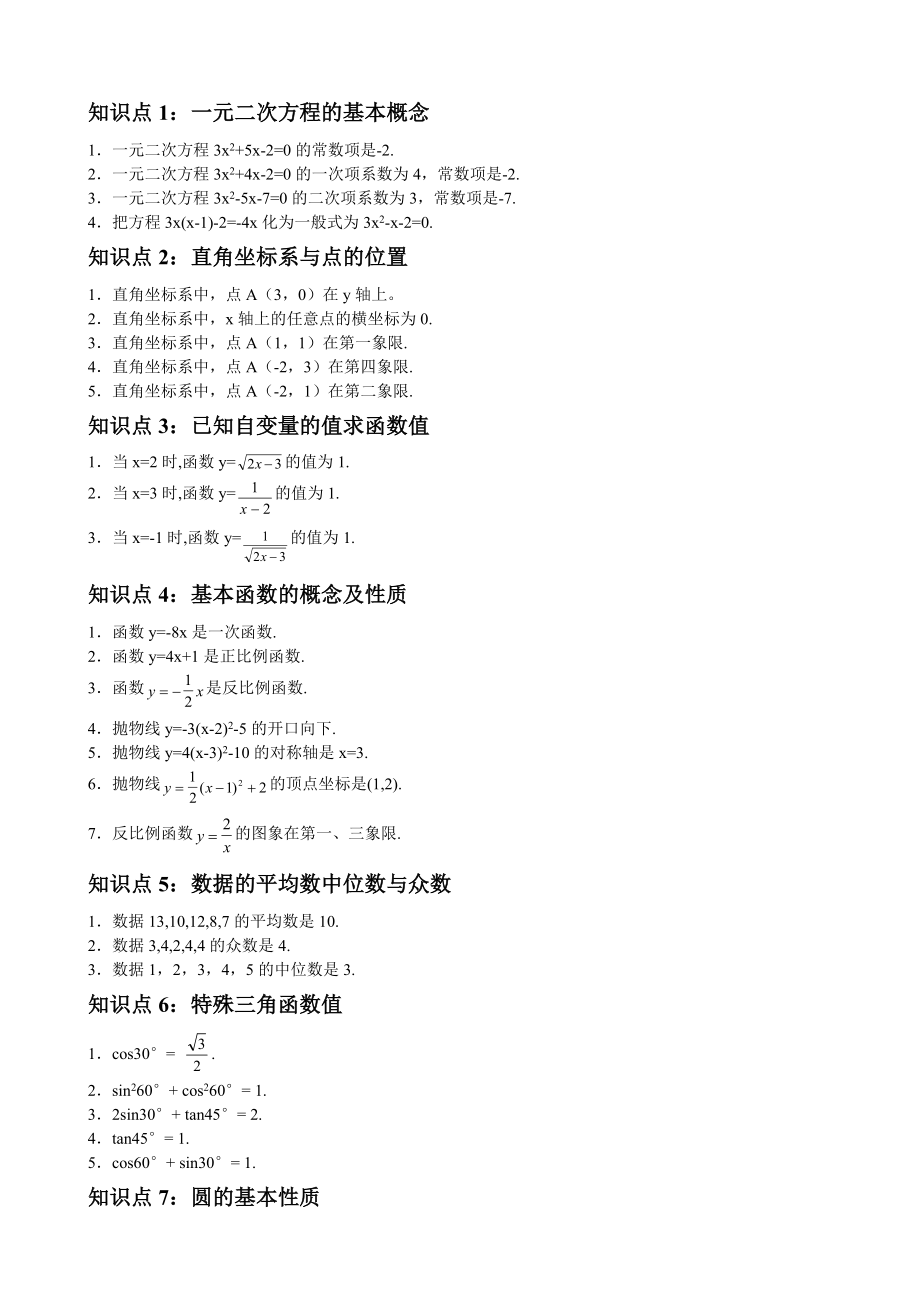 初中数学知识点总结及公式大全_第1页