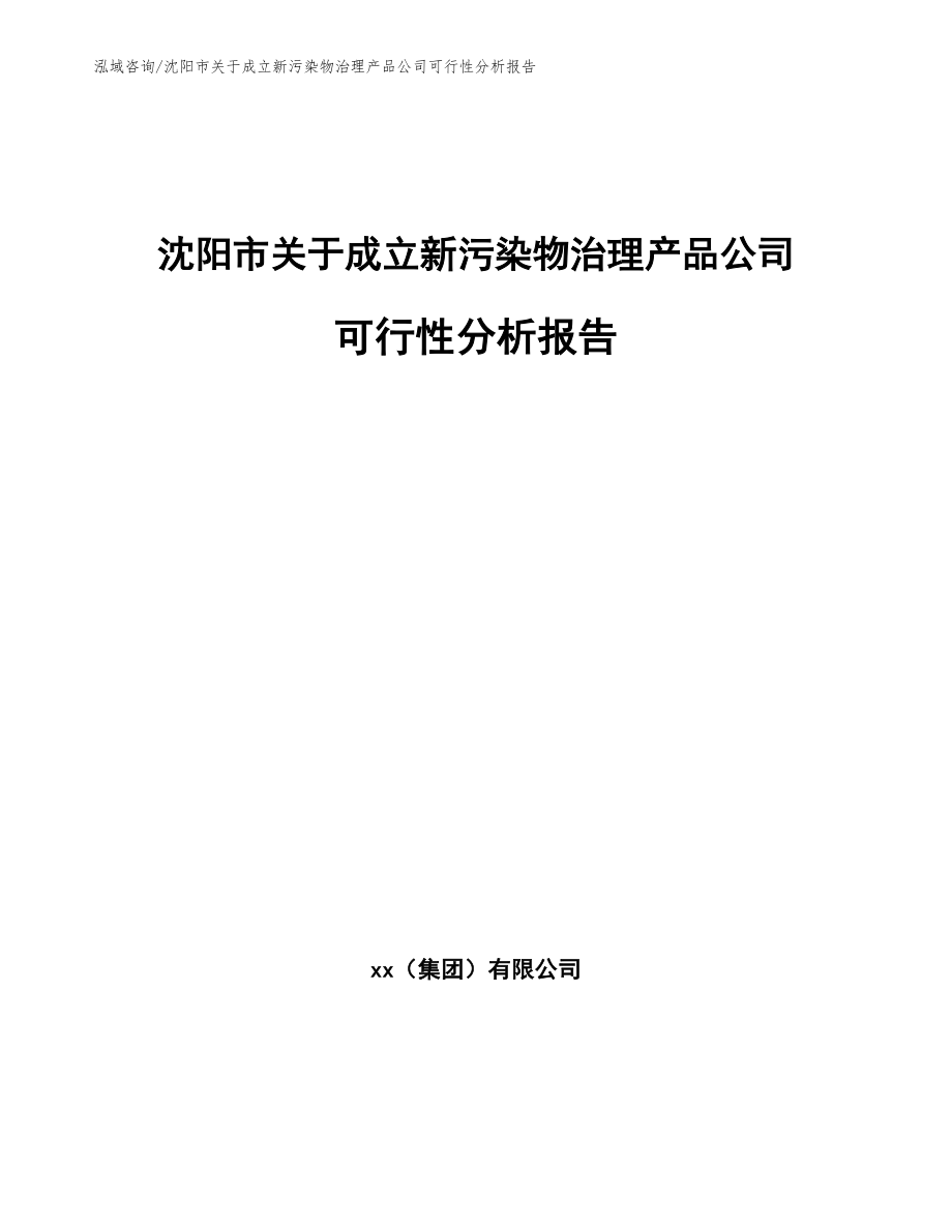 沈阳市关于成立新污染物治理产品公司可行性分析报告_范文参考_第1页
