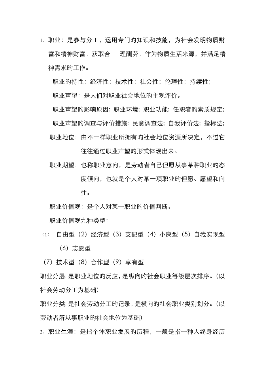 2022年职业生涯规划与管理全书知识点江苏自考人力资源本科_第1页