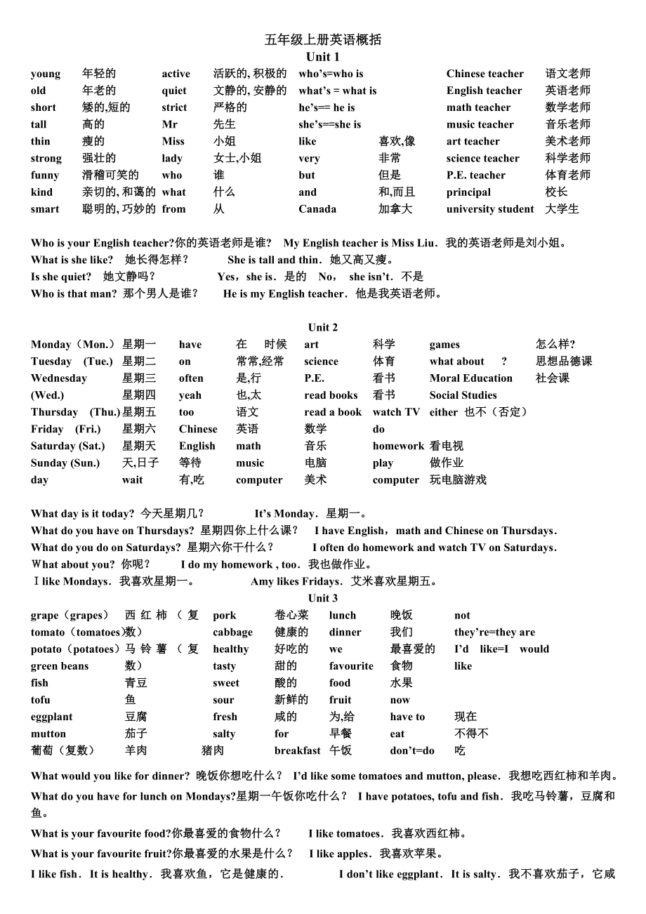 五上英语概括书写体版_第1页