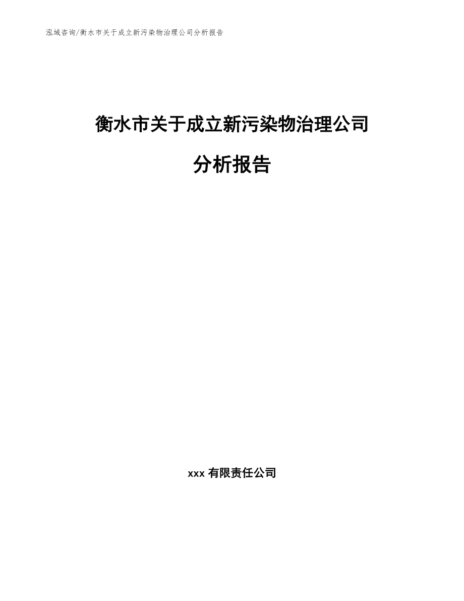 衡水市关于成立新污染物治理公司分析报告_第1页