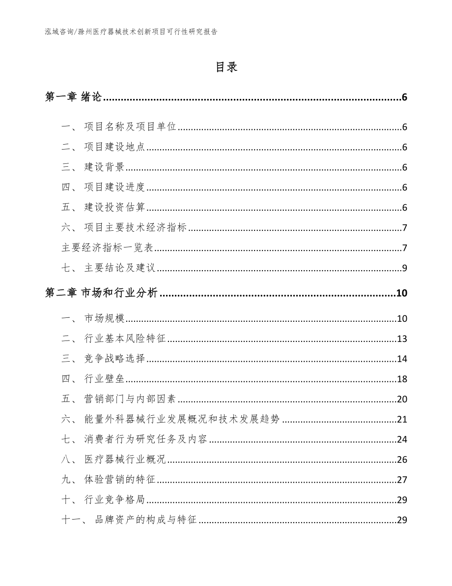 滁州医疗器械技术创新项目可行性研究报告范文参考_第1页
