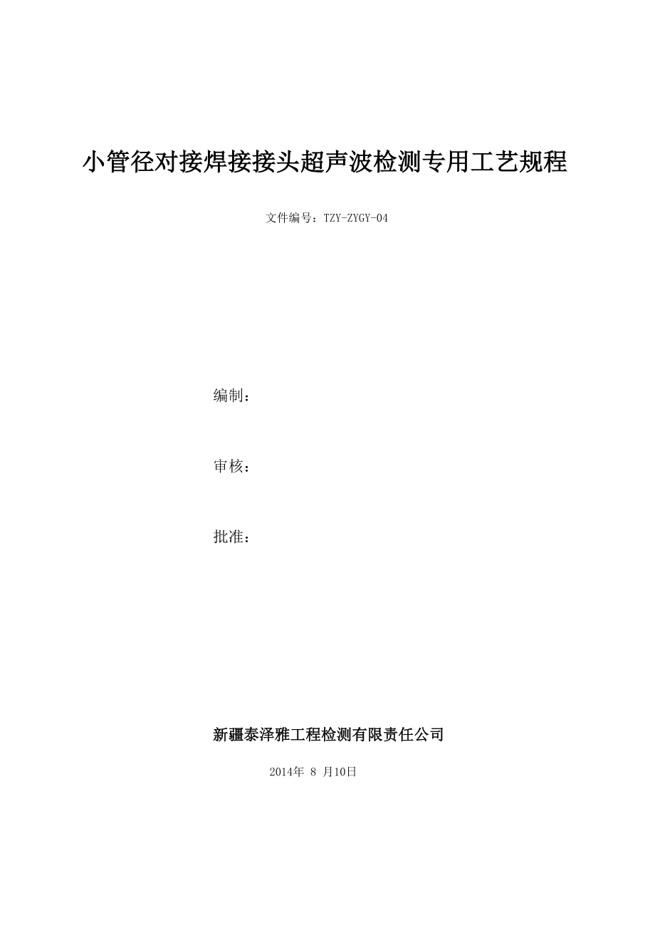 4小径管对接接头超声波检测专用工艺规程_第1页