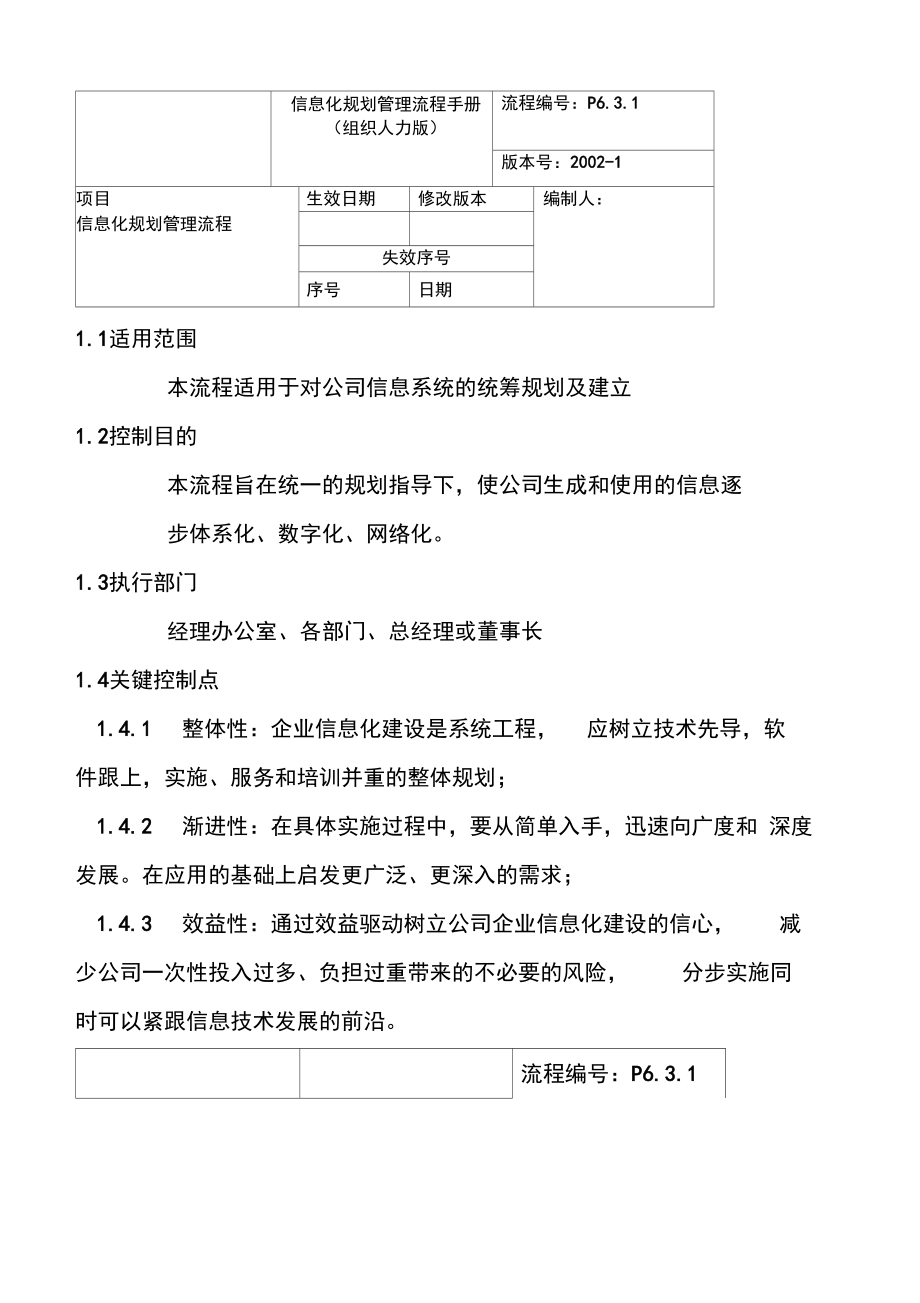 登康口腔护理用品股份公司信息化规划管理流程手册_第1页