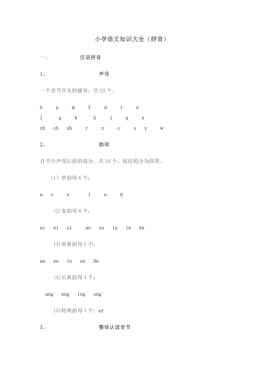 小学语文知识大全(拼音)_第1页