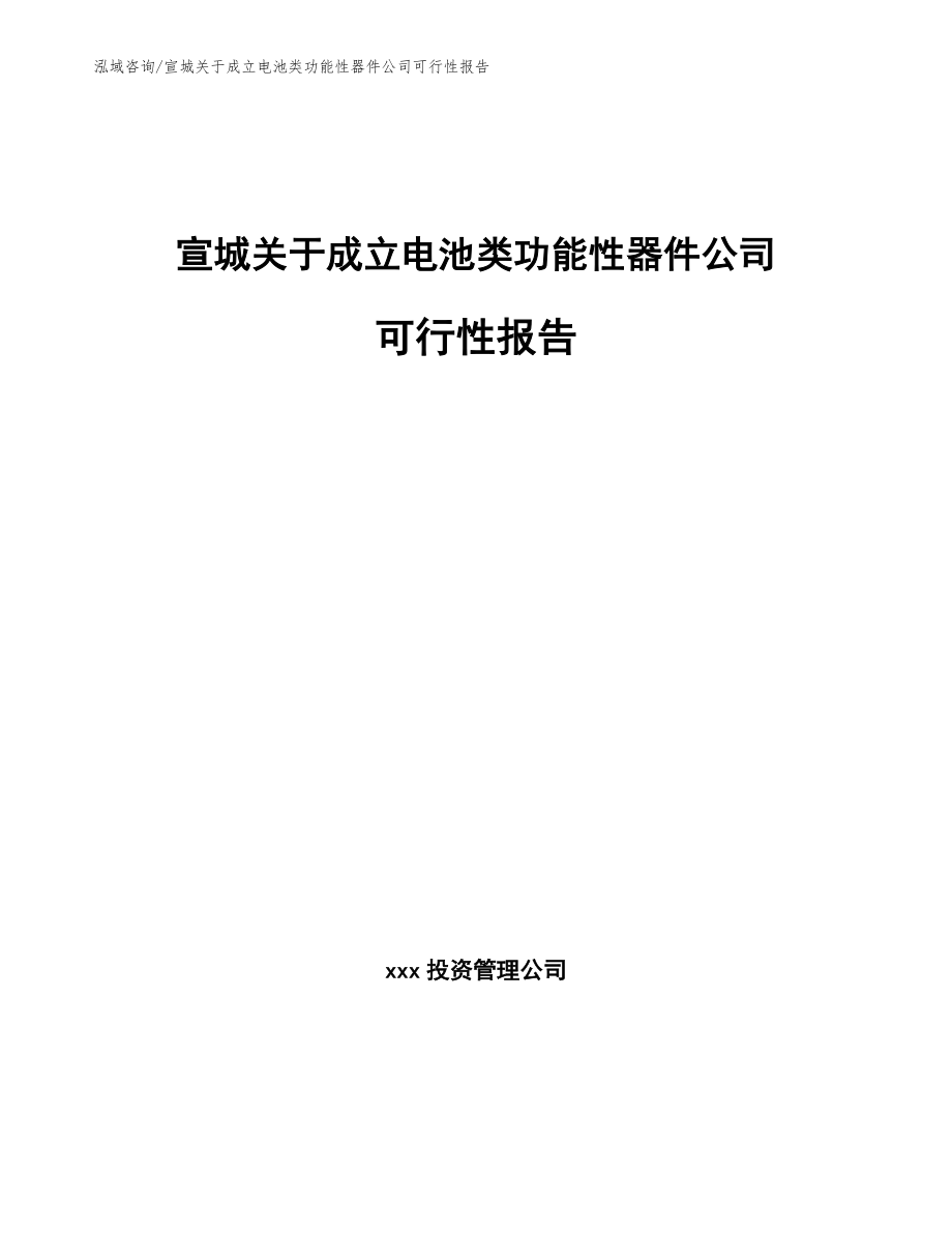 宣城关于成立电池类功能性器件公司可行性报告【参考范文】_第1页