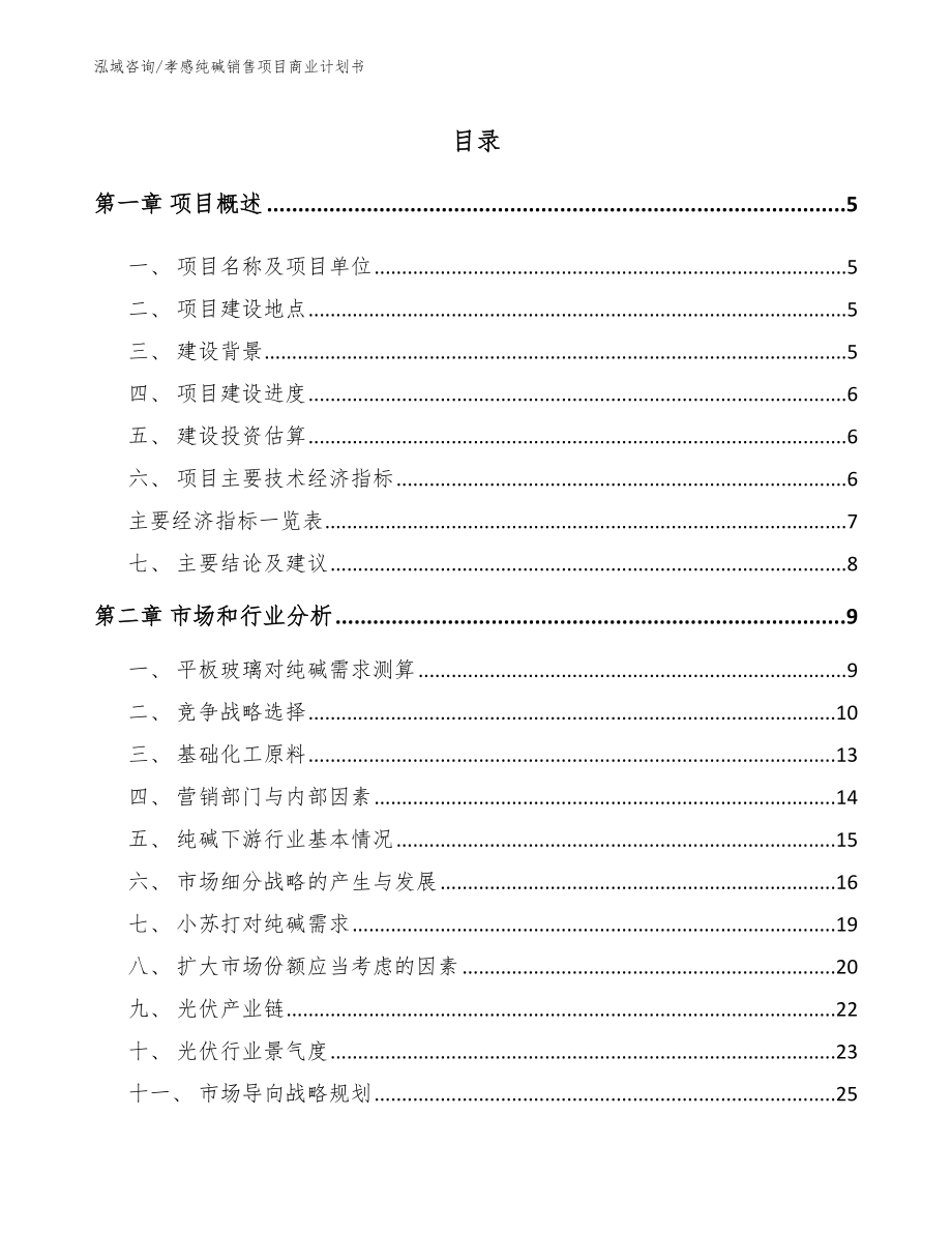 孝感纯碱销售项目商业计划书（范文参考）_第1页