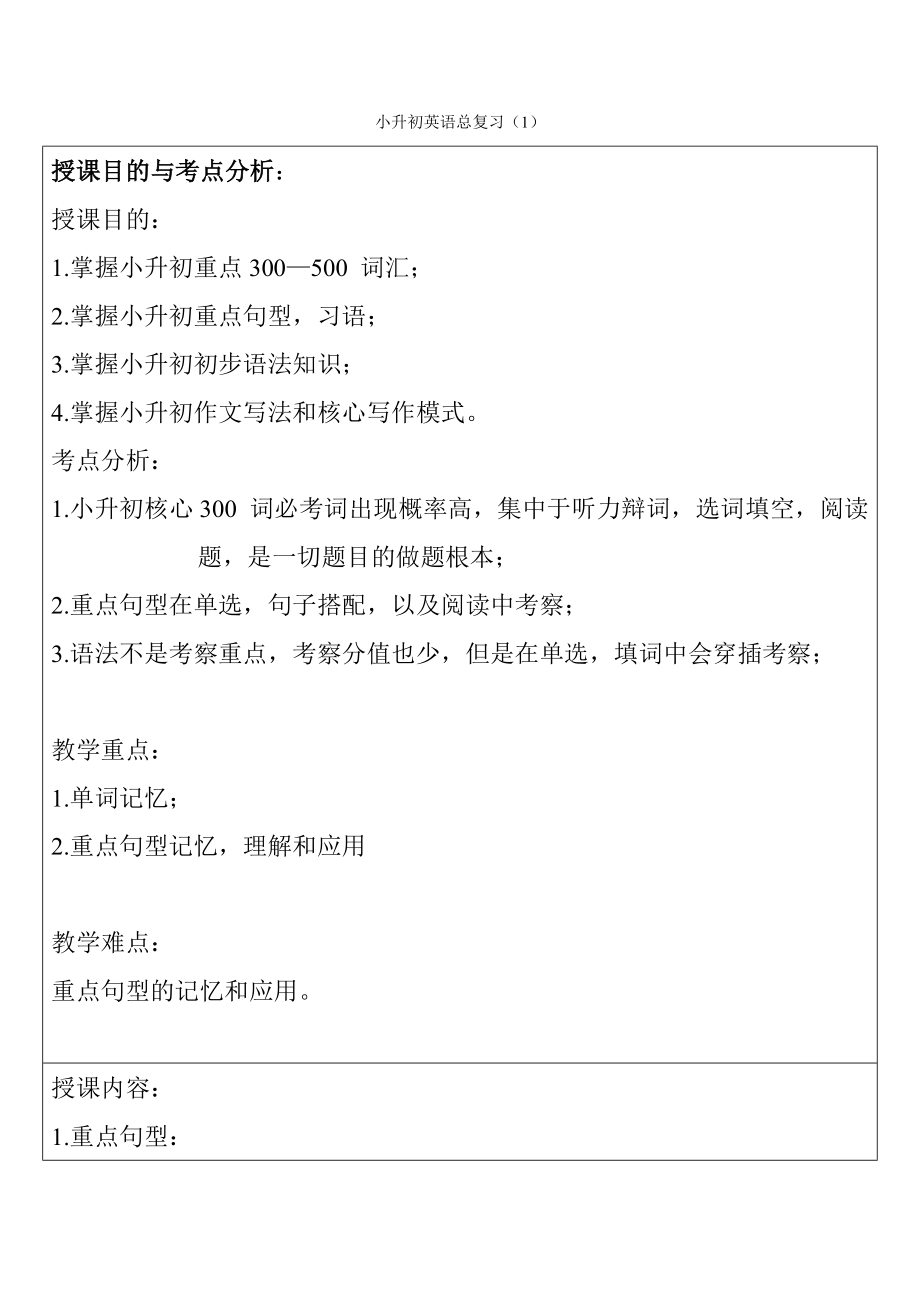 英语小升初总复习教案_第1页