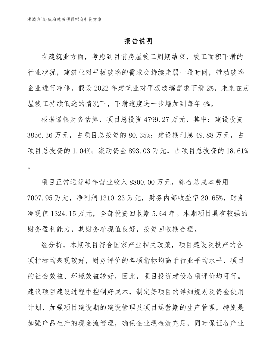 威海纯碱项目招商引资方案_第1页