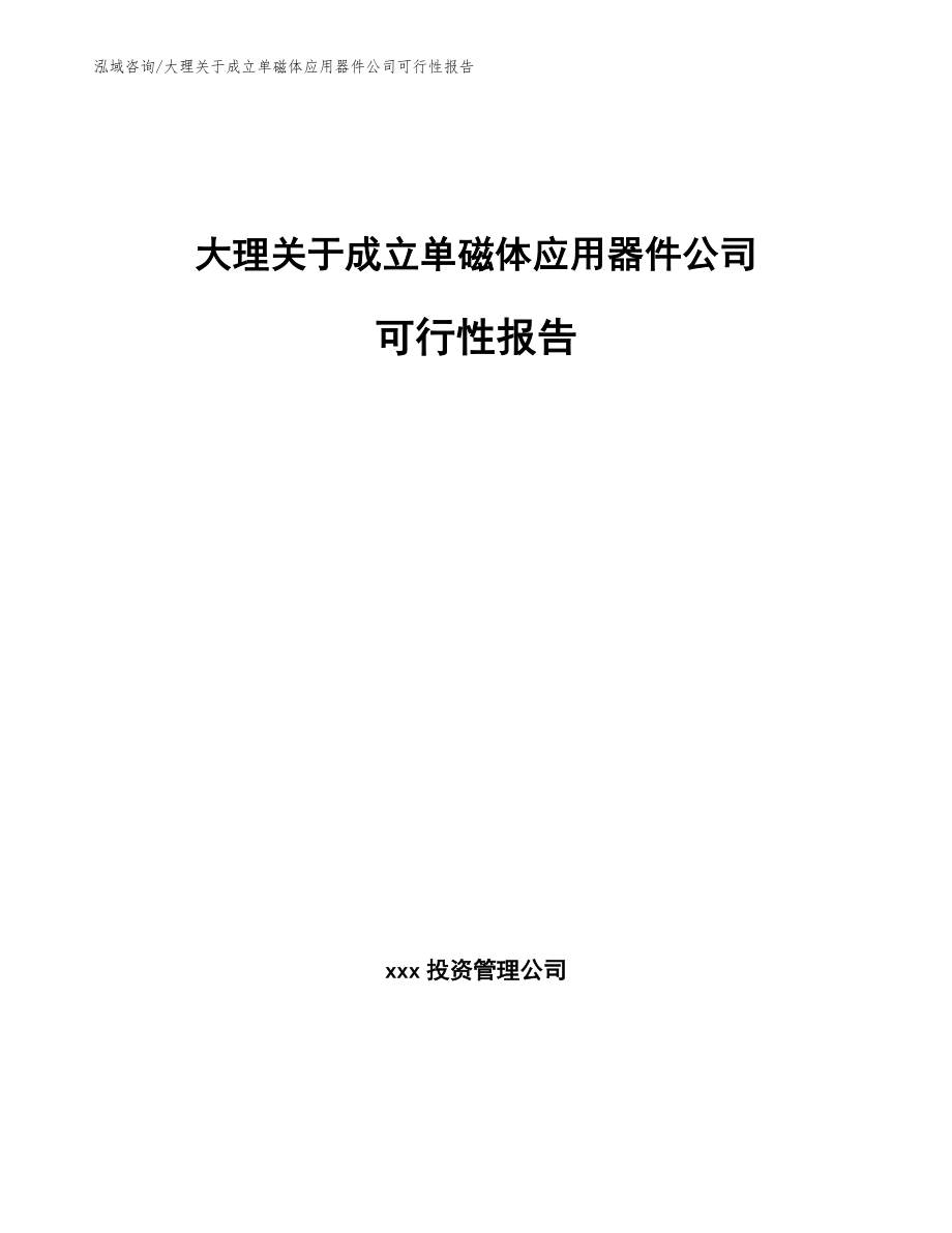 大理关于成立单磁体应用器件公司可行性报告（参考模板）_第1页