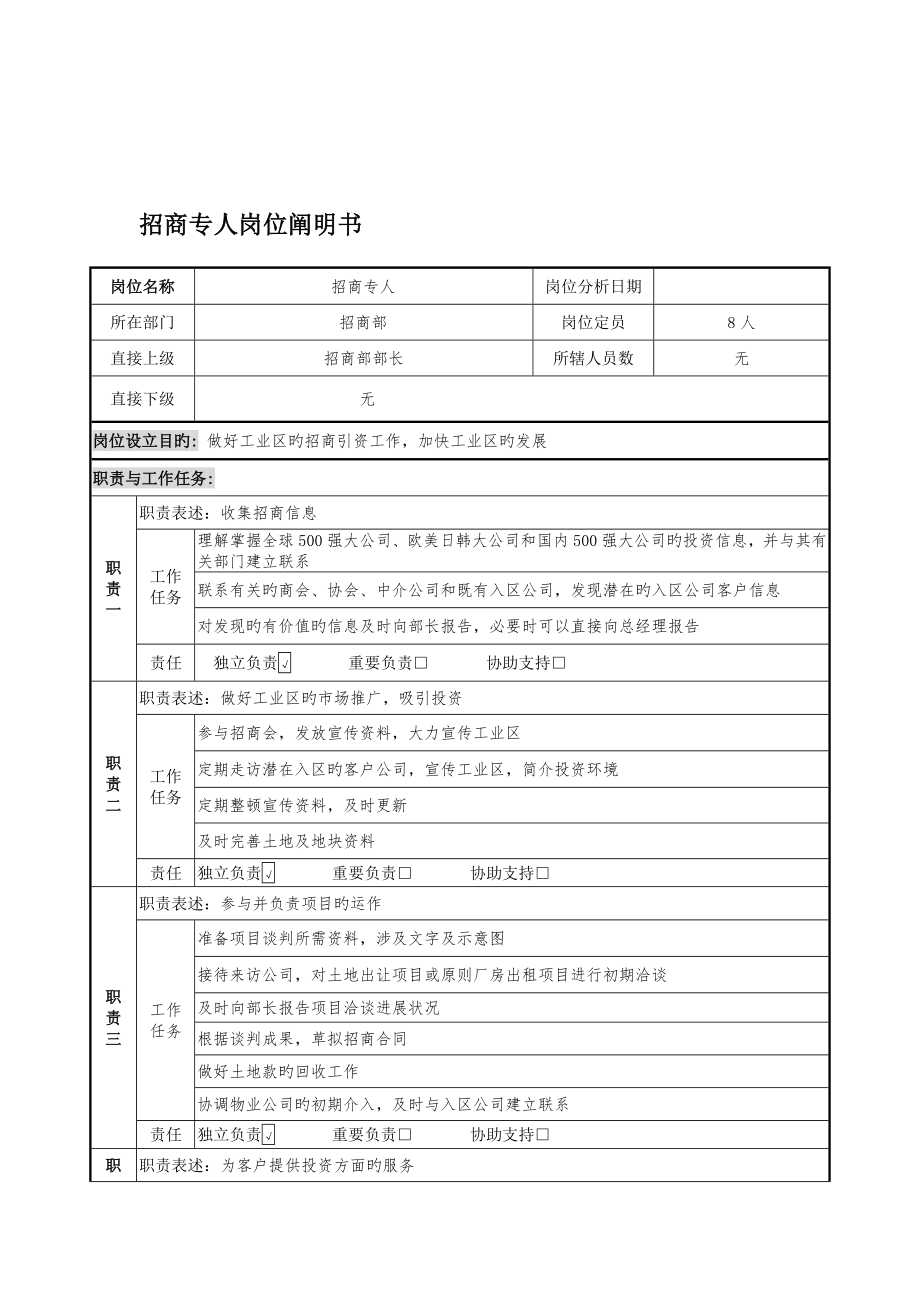 招商专员职务专项说明书_第1页