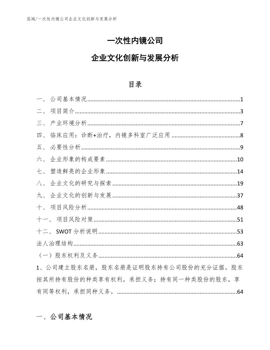 一次性内镜公司企业文化创新与发展分析（参考）_第1页