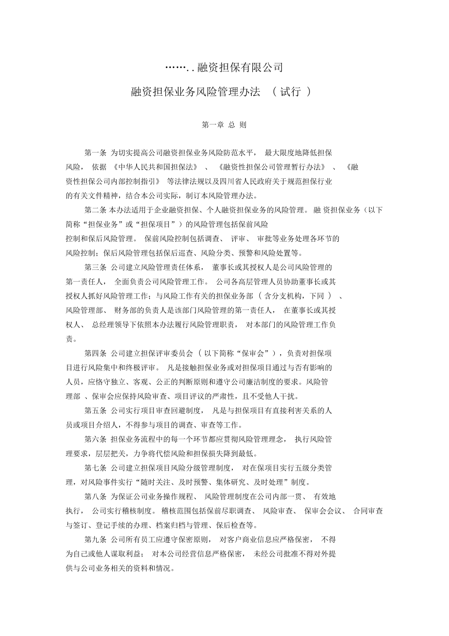 融资担保公司风控管理办法_第1页