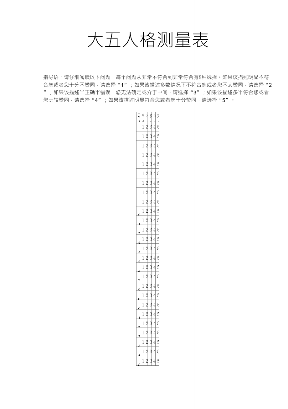 大五人格量表(revised)计分及解释_第1页