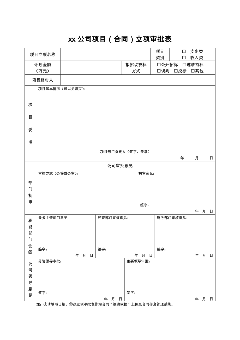 xx项目立项审批表_第1页