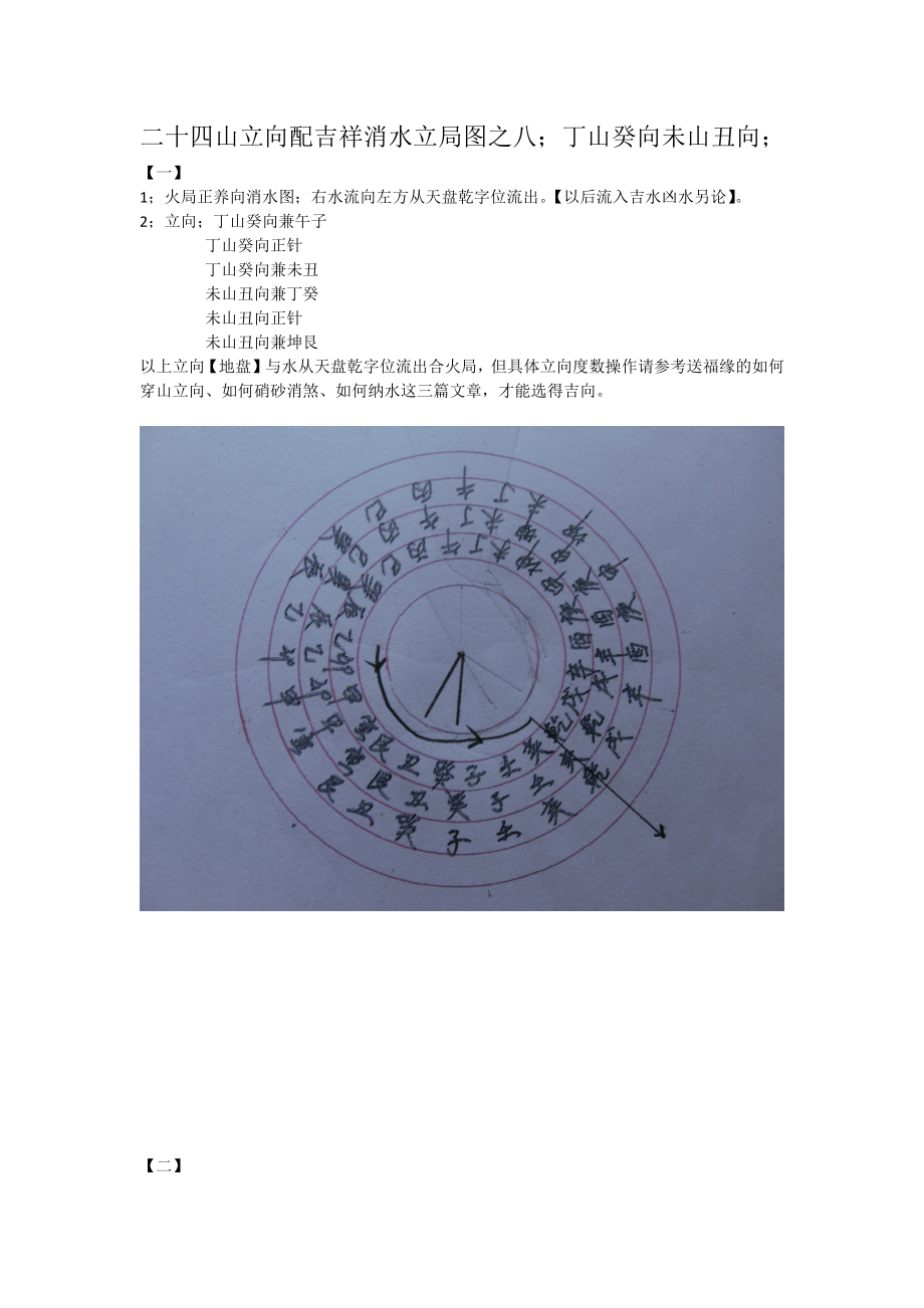 二十四山立向配吉祥消水立局图之八;丁山癸向未山丑向_第1页