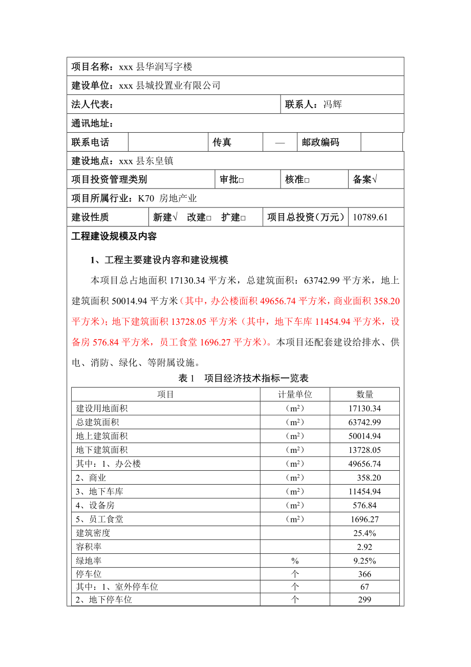 xx县城写字楼项目节能评估报告_第1页