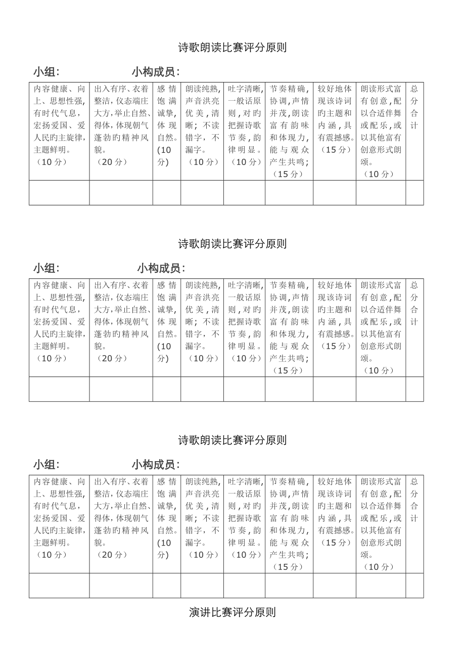 新版诗歌朗诵评分标准表格_第1页